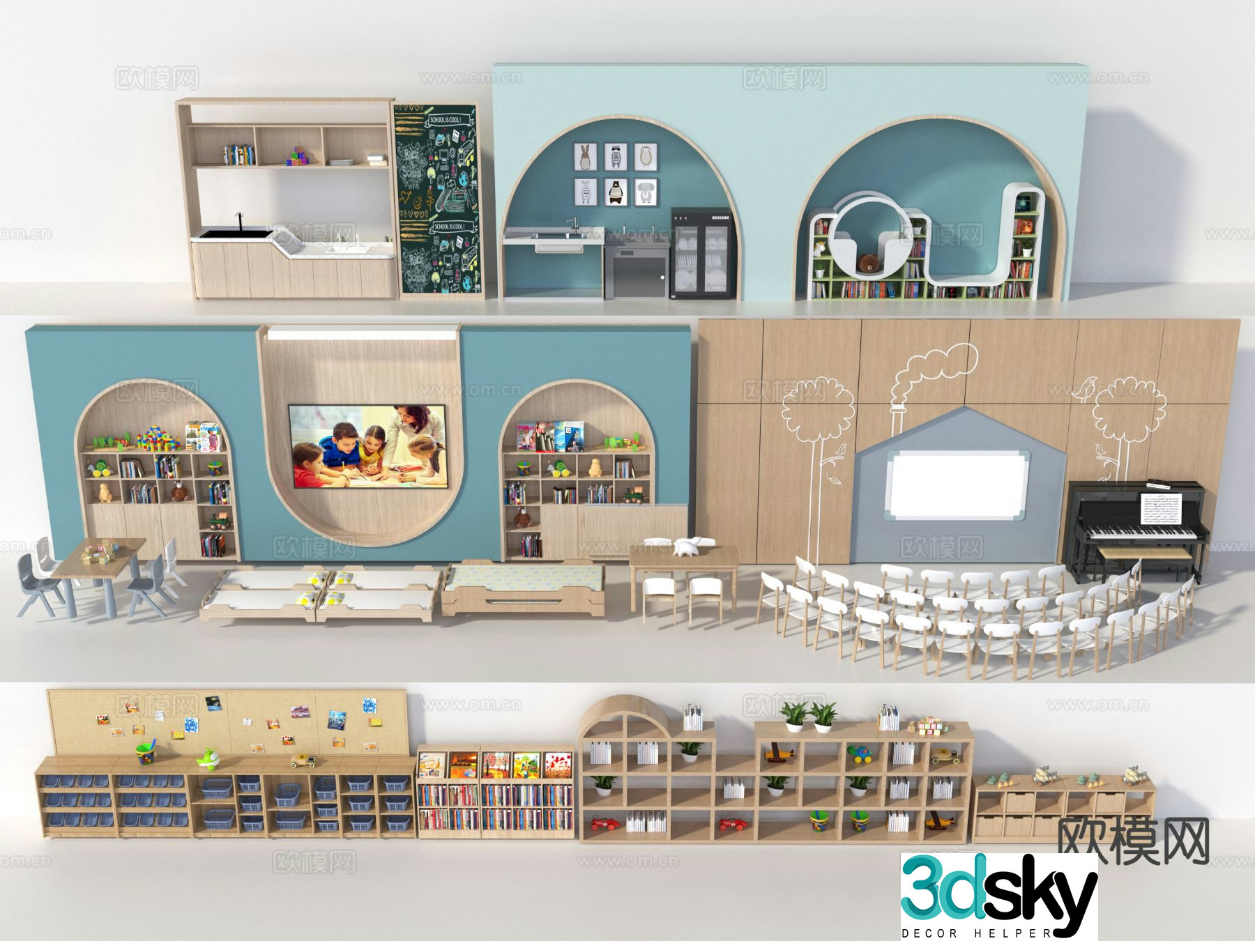 Children’s bookshelf shape bookcase 3d model