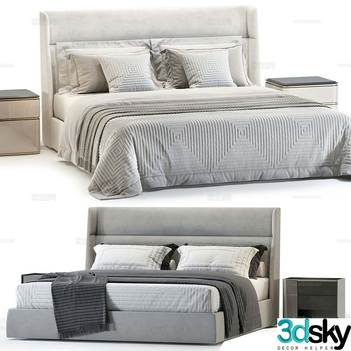 Poliform modern double bed 3d model