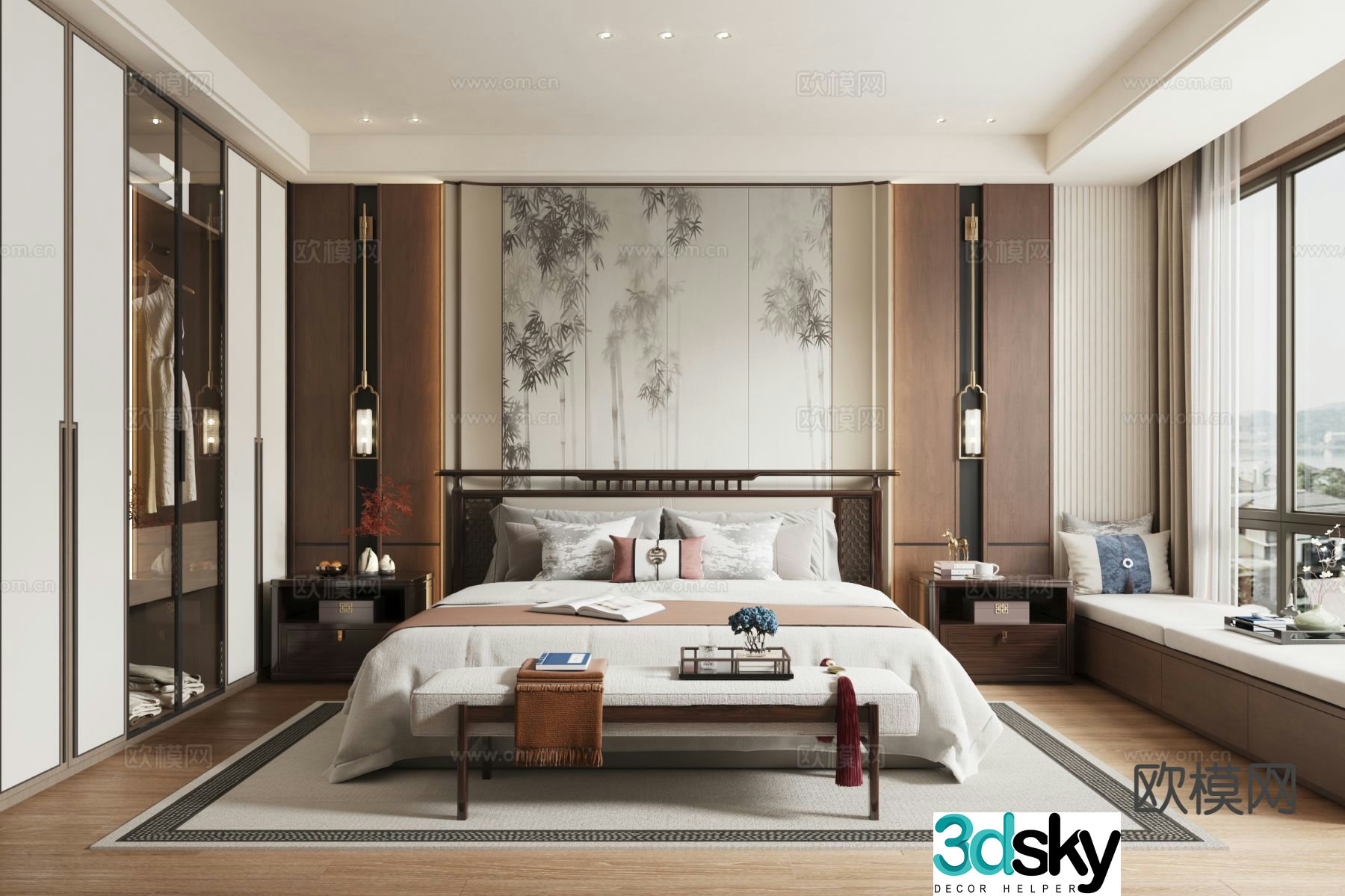 New Chinese style bedroom master bedroom 3D model