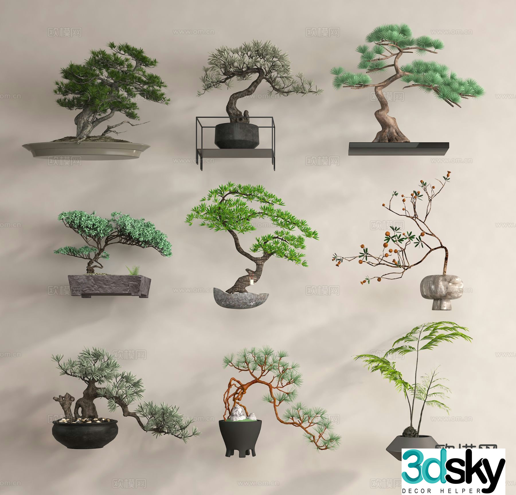 Potted pine potted welcoming pine 3d model