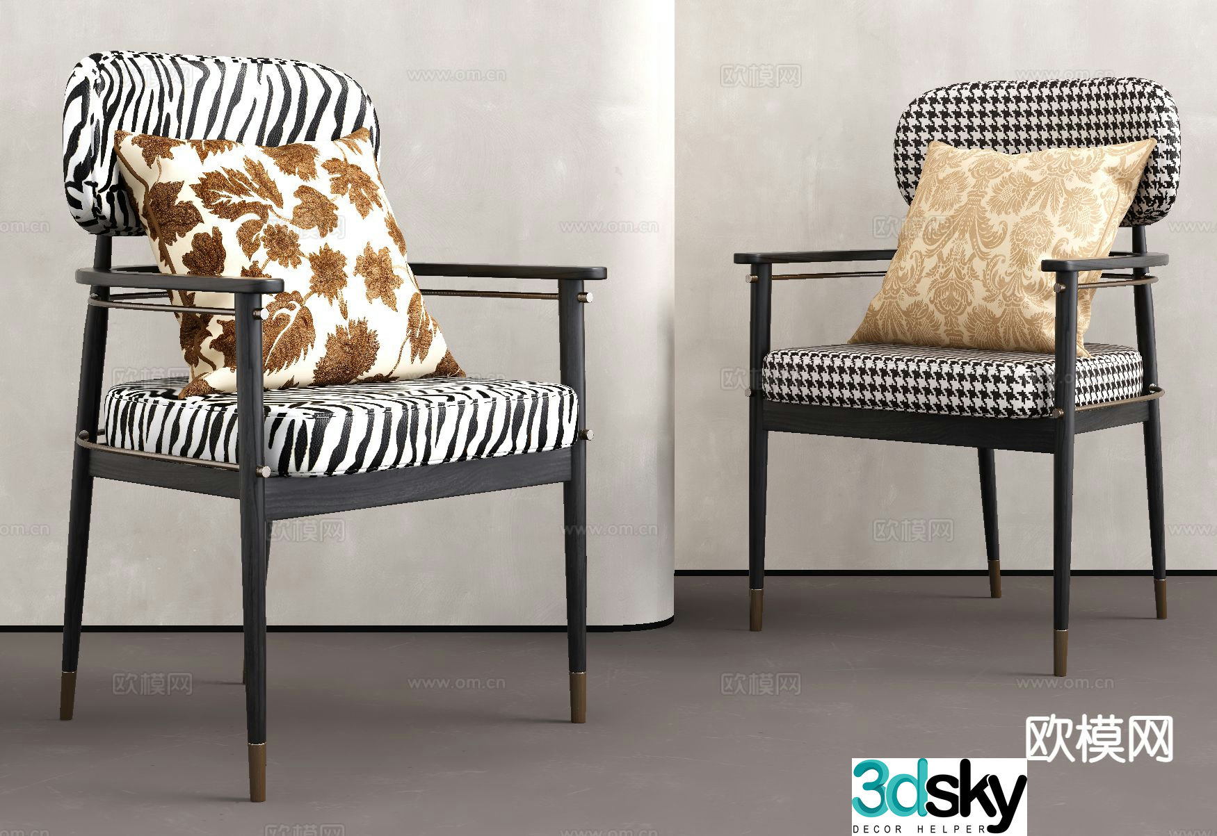 Modern dining chair single chair chair 3d model