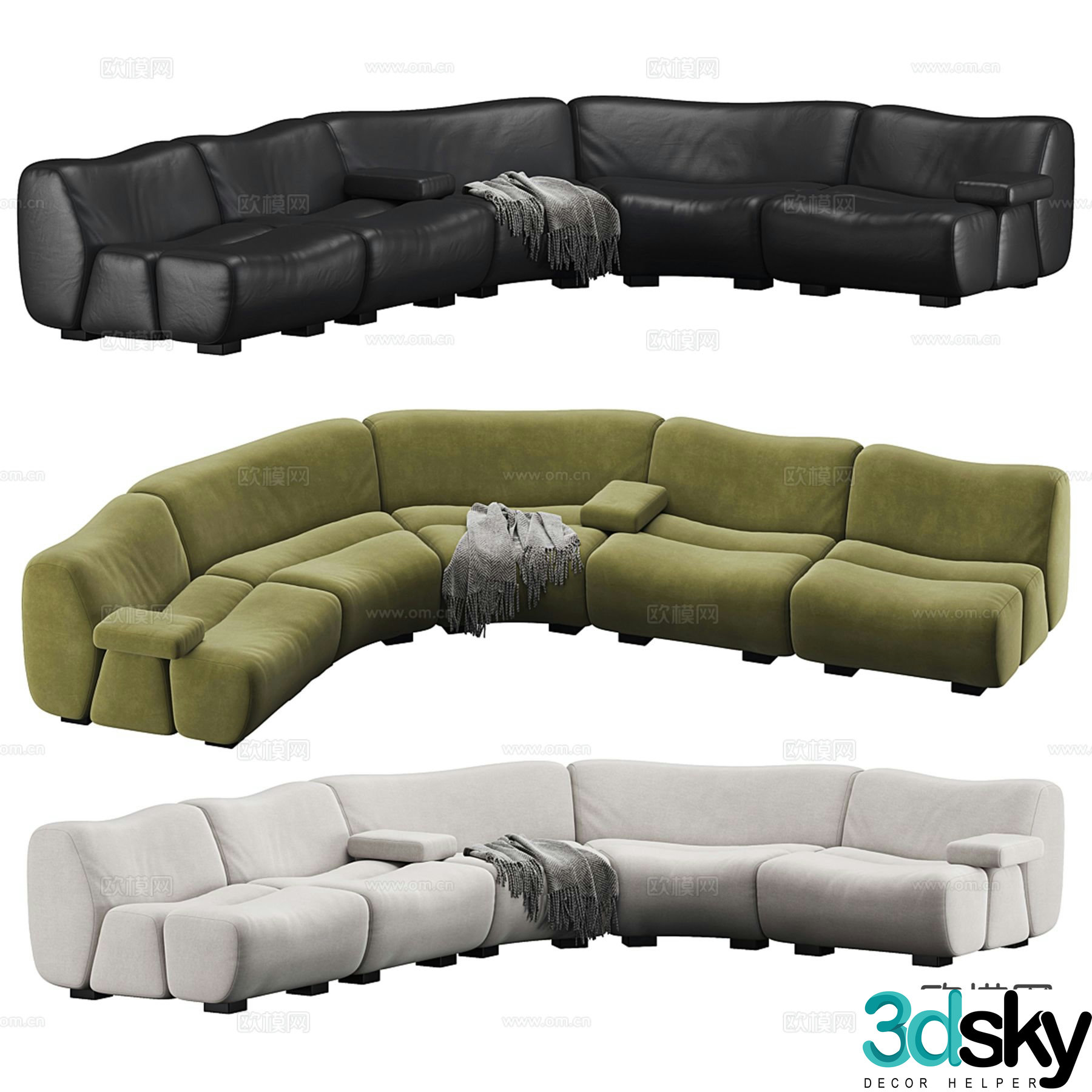 Ernest curved sofa multi-person sofa 23d model