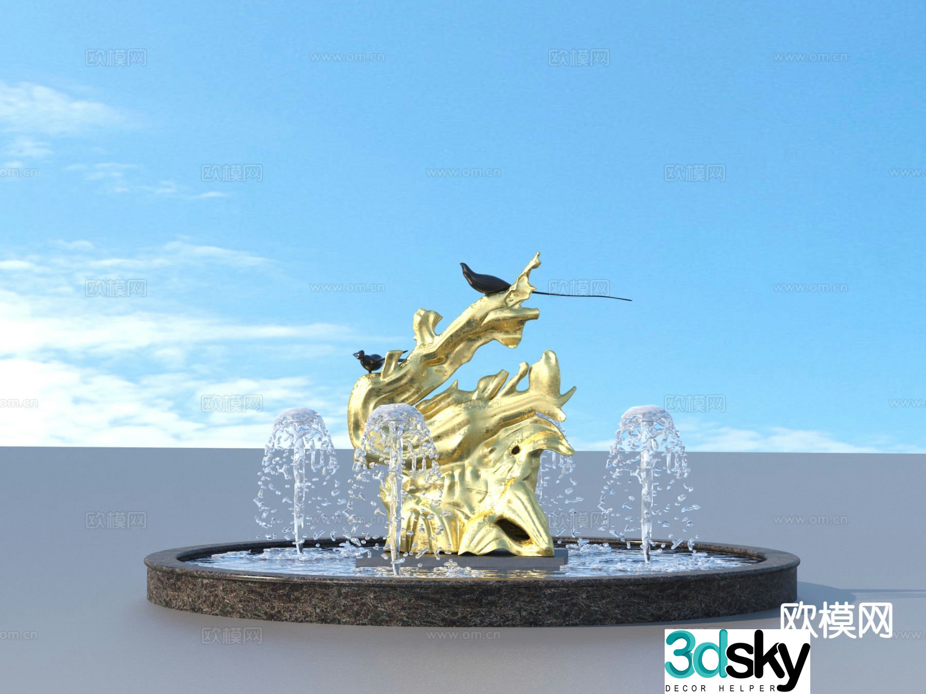 Urban Sculpture Waterscape Sketch Landscape Sculpture 3D Model