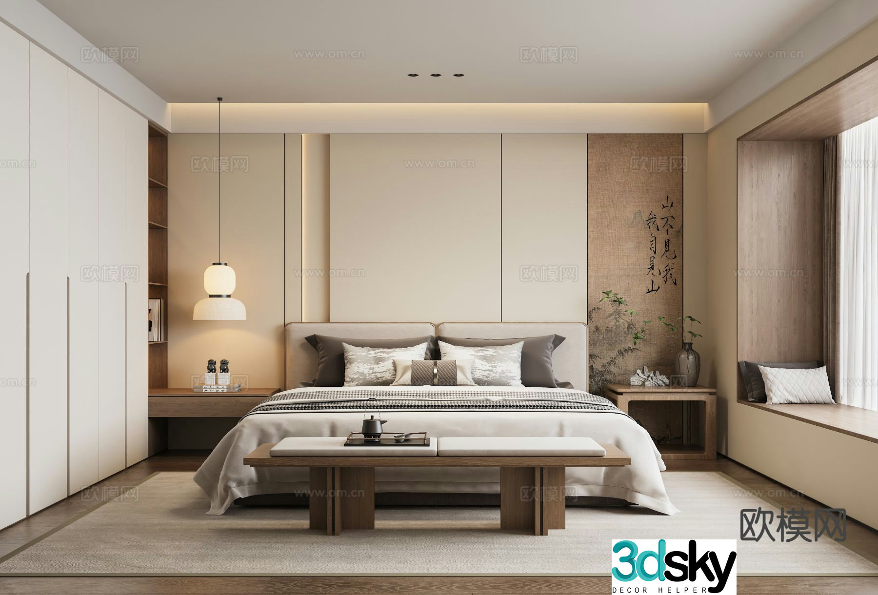 New Chinese style bedroom master bedroom 3D model