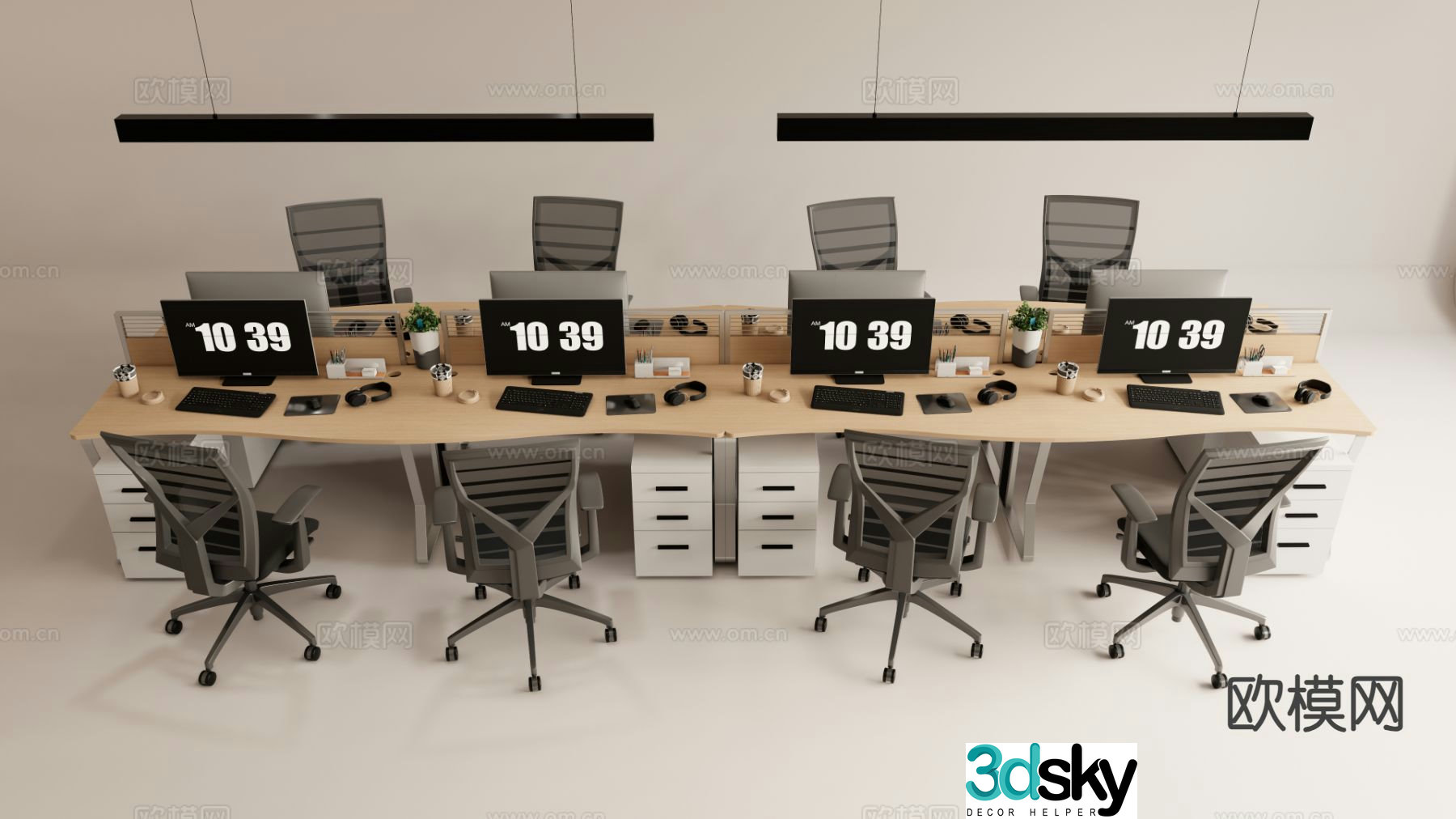 Modern workstation desk 3D model