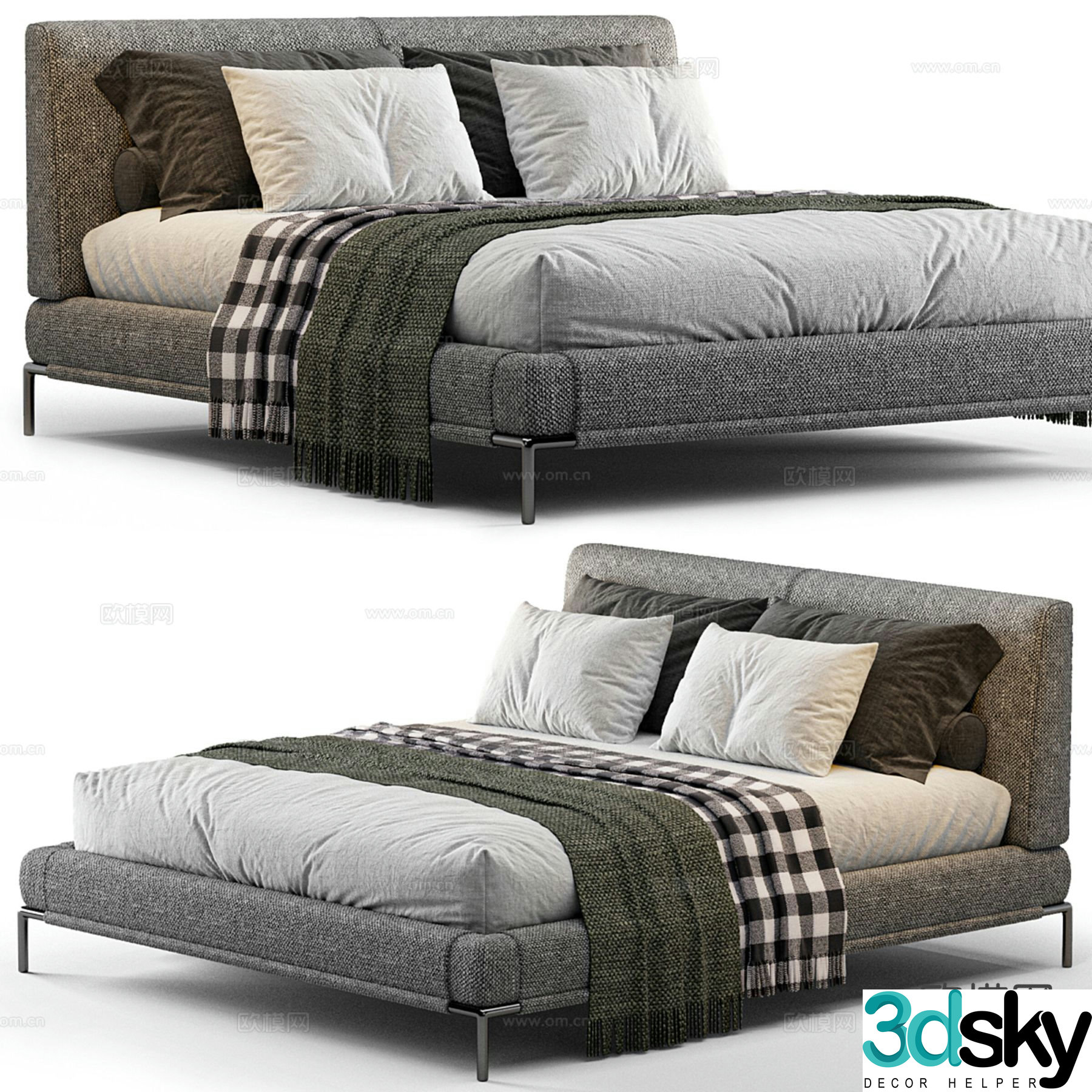 Italian double bed 3d model