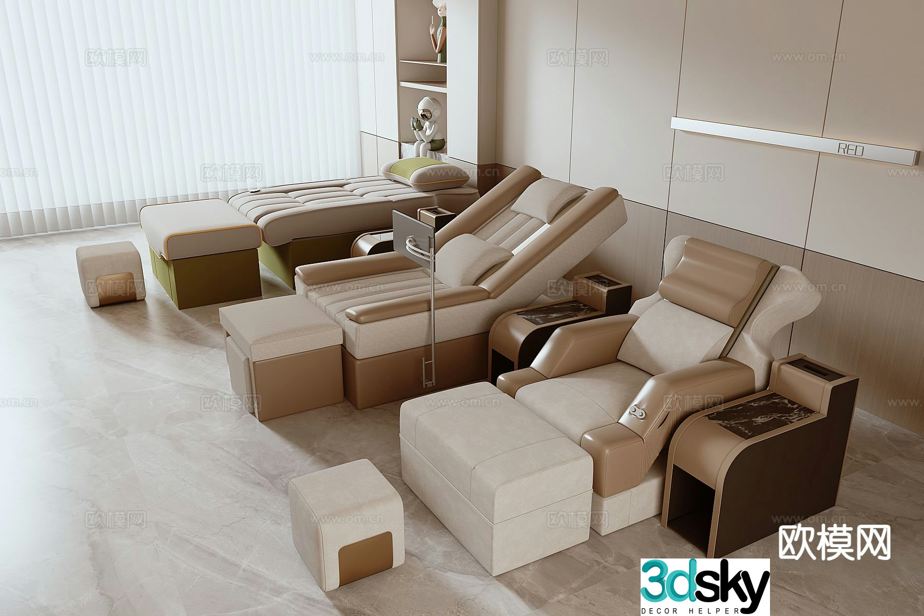 Modern foot bath chair pedicure chair 3d model