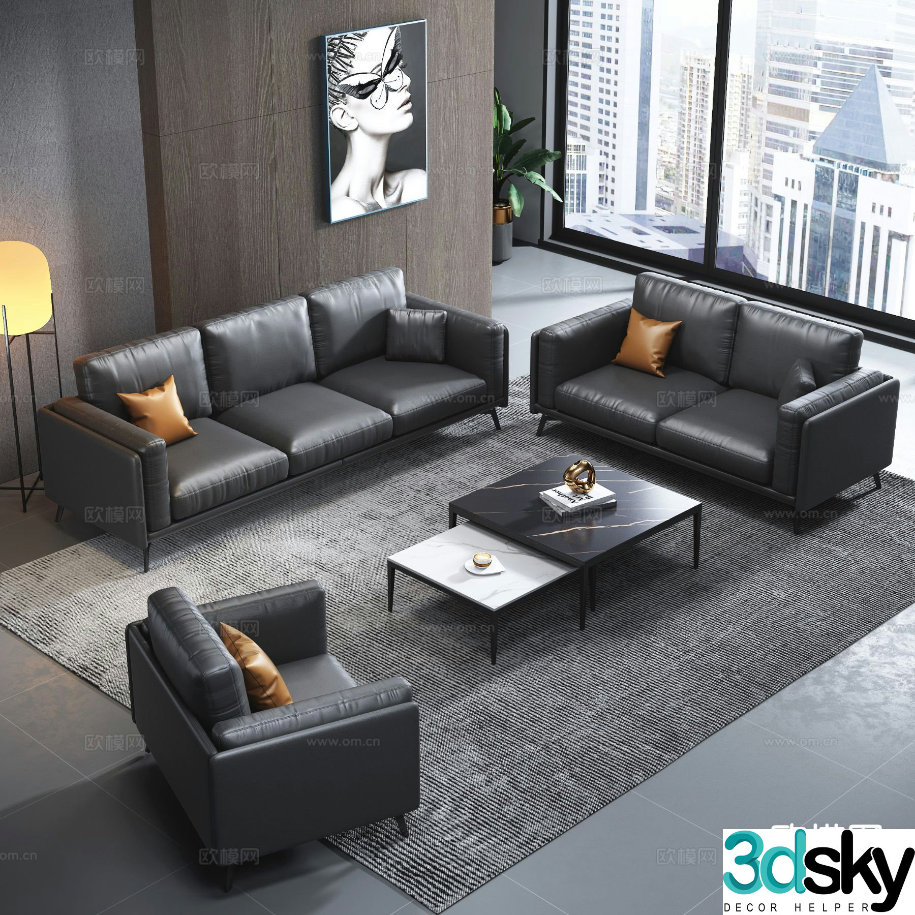 Modern sectional sofa 3d model