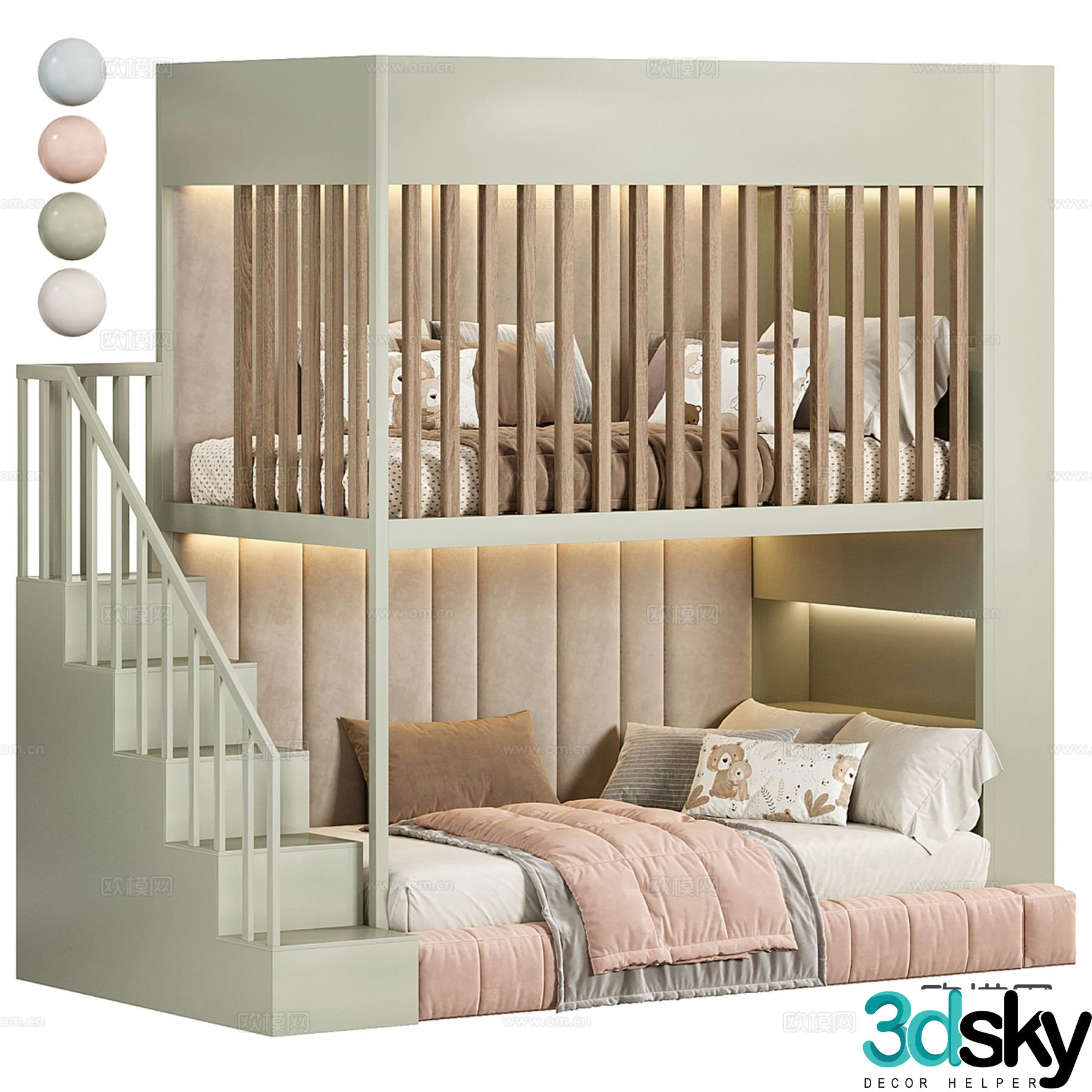 Modern bunk bed bunk bed 3d model