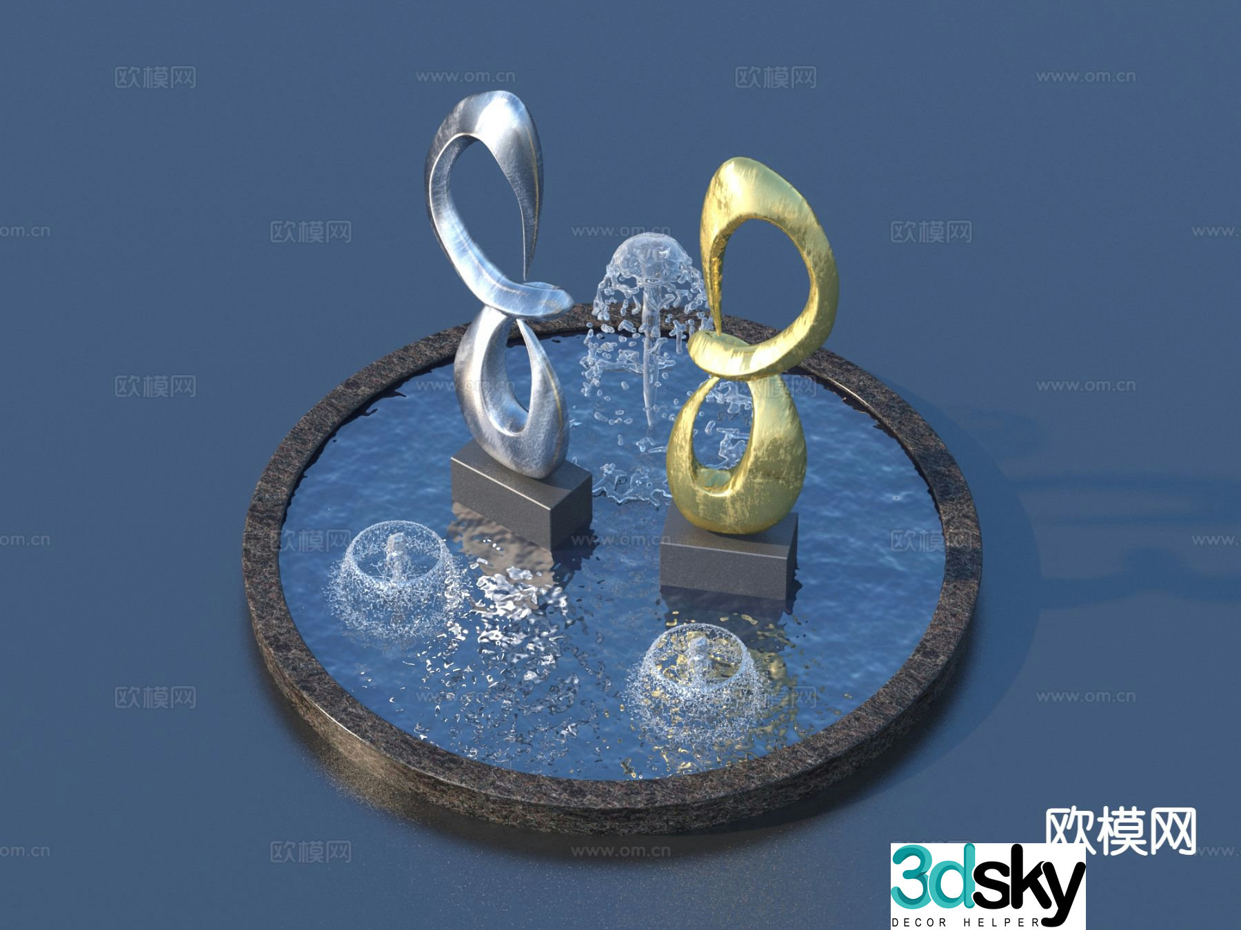 urban sculpture waterscape landscape sculpture 3d model