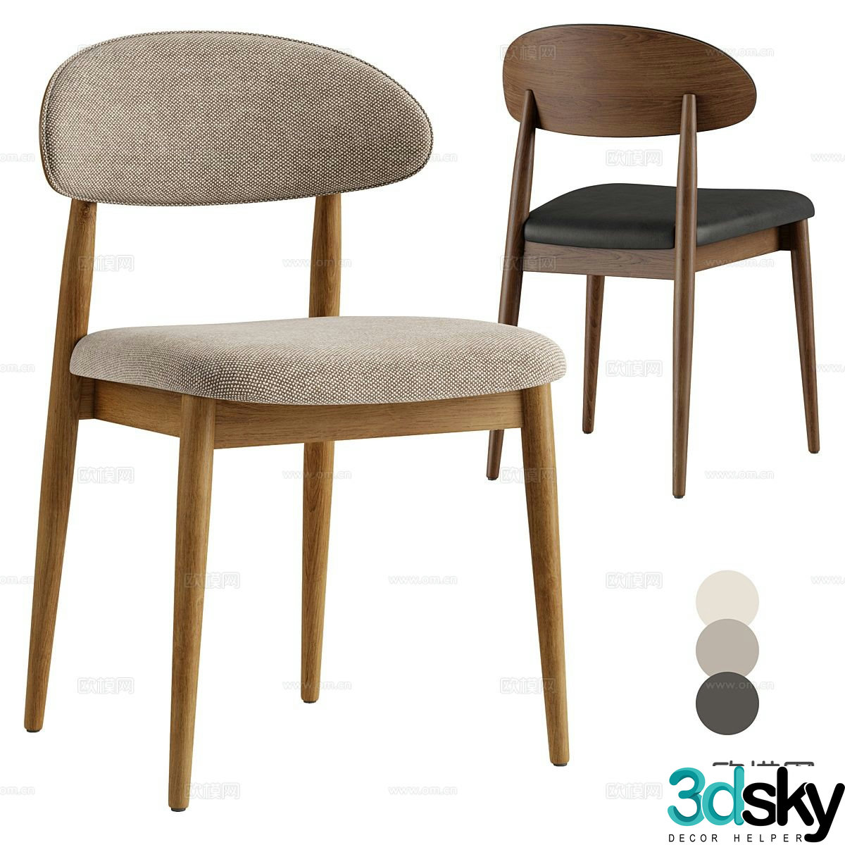 Modern single chair dining chair 3d model