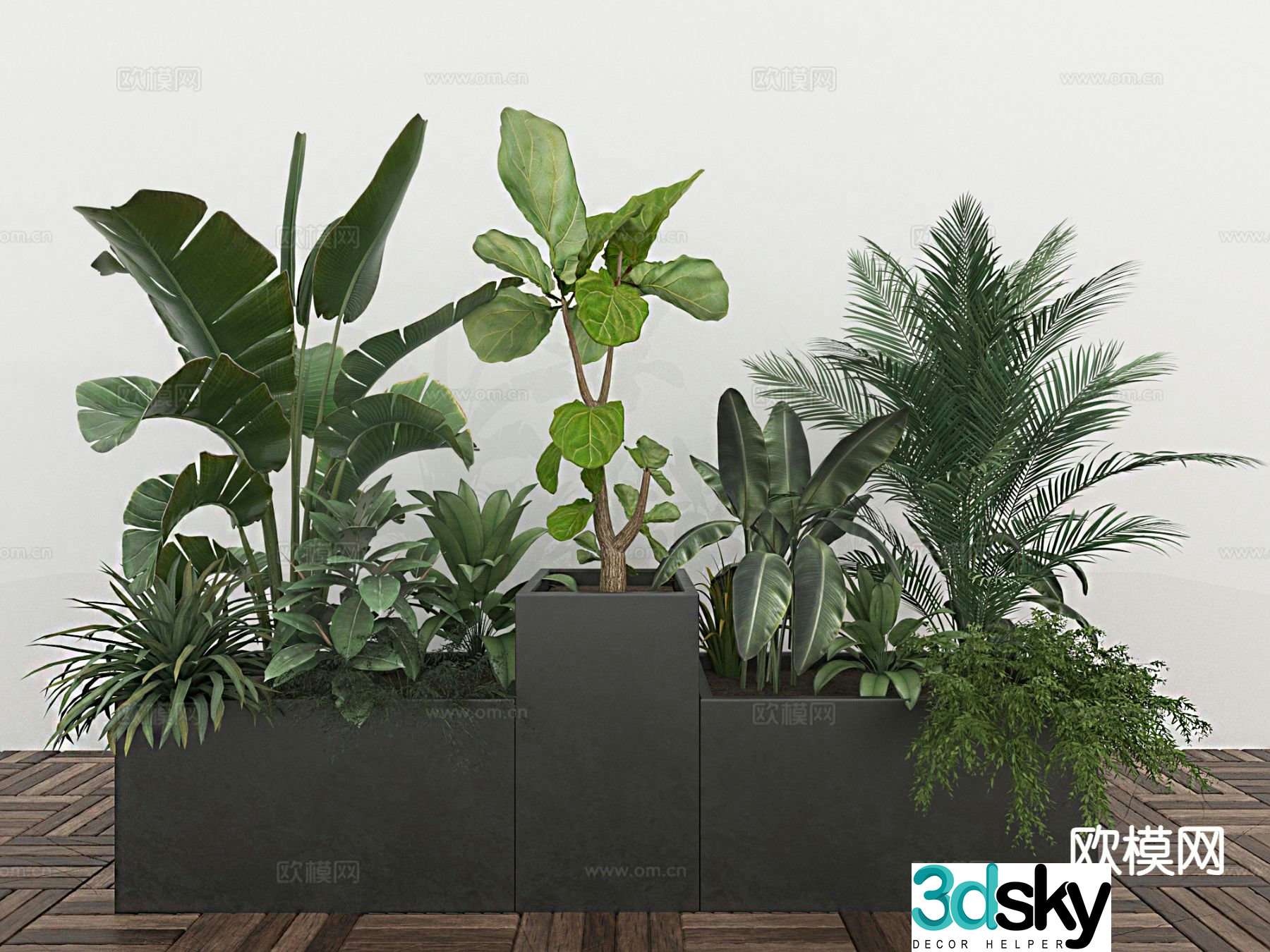 Modern tree pond flower bed flower box 3d model