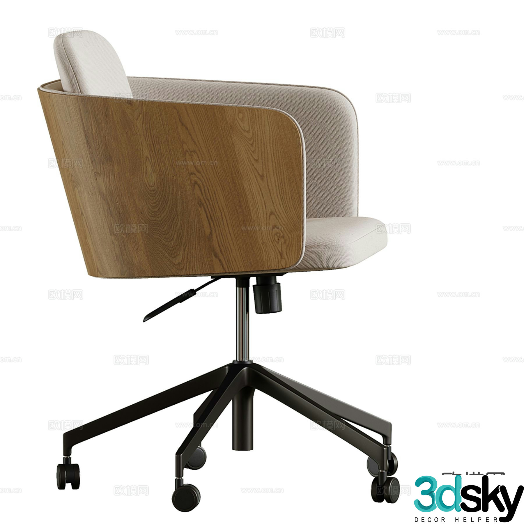 KaveHome modern solid wood office chair 3d model