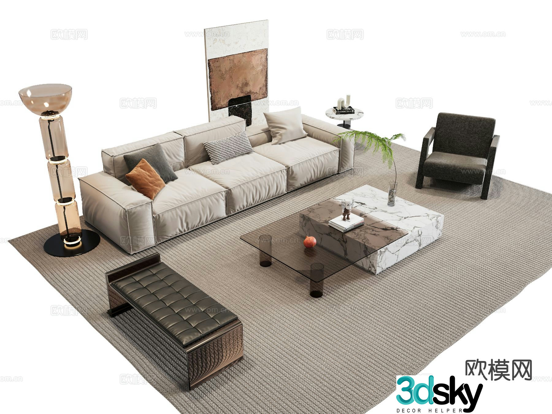 Modern sectional sofa 3d model