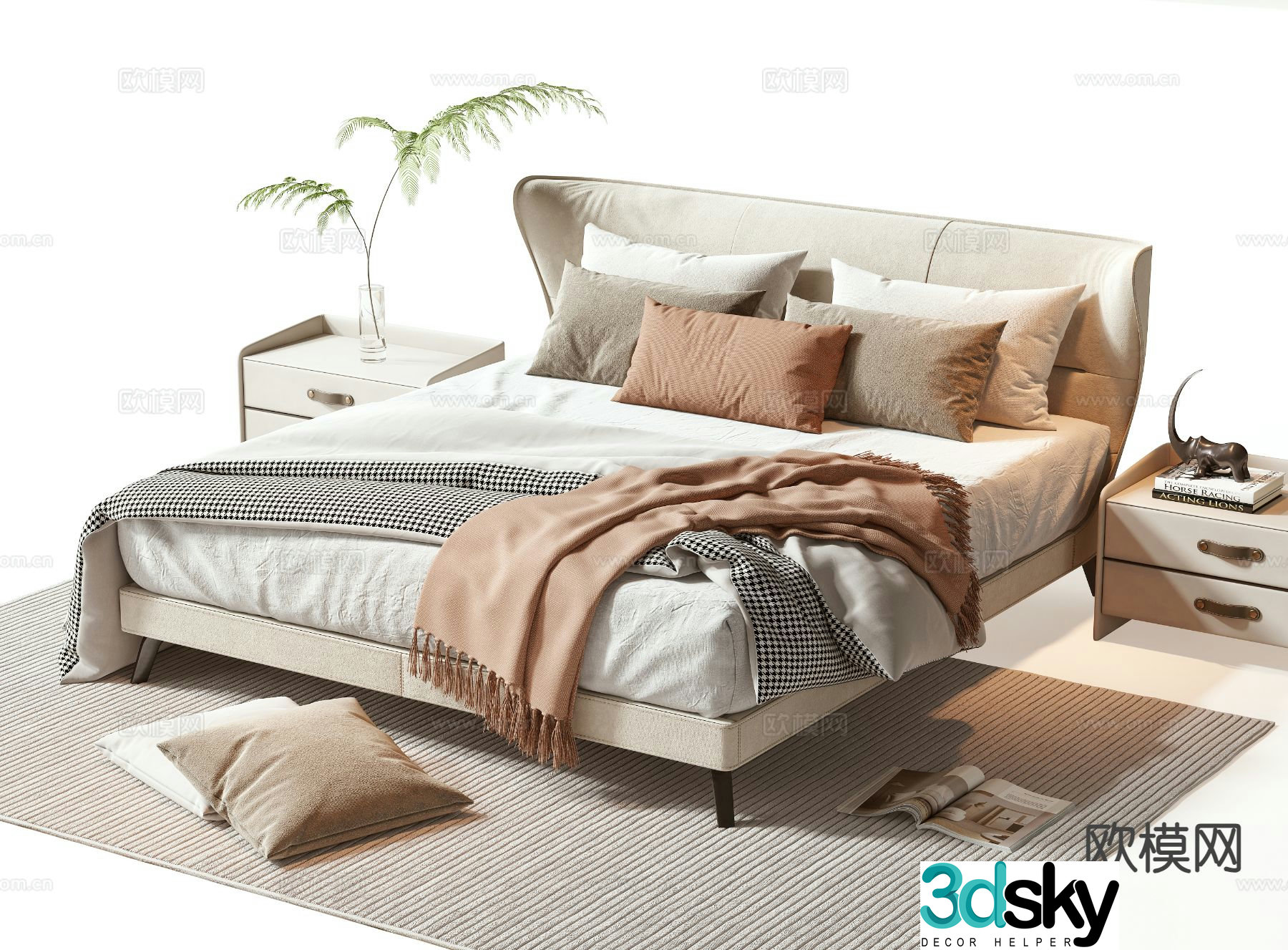 minotti modern double bed 3d model