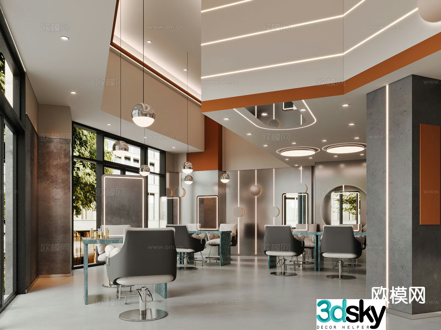 Modern barber shop shampoo shop 3d model