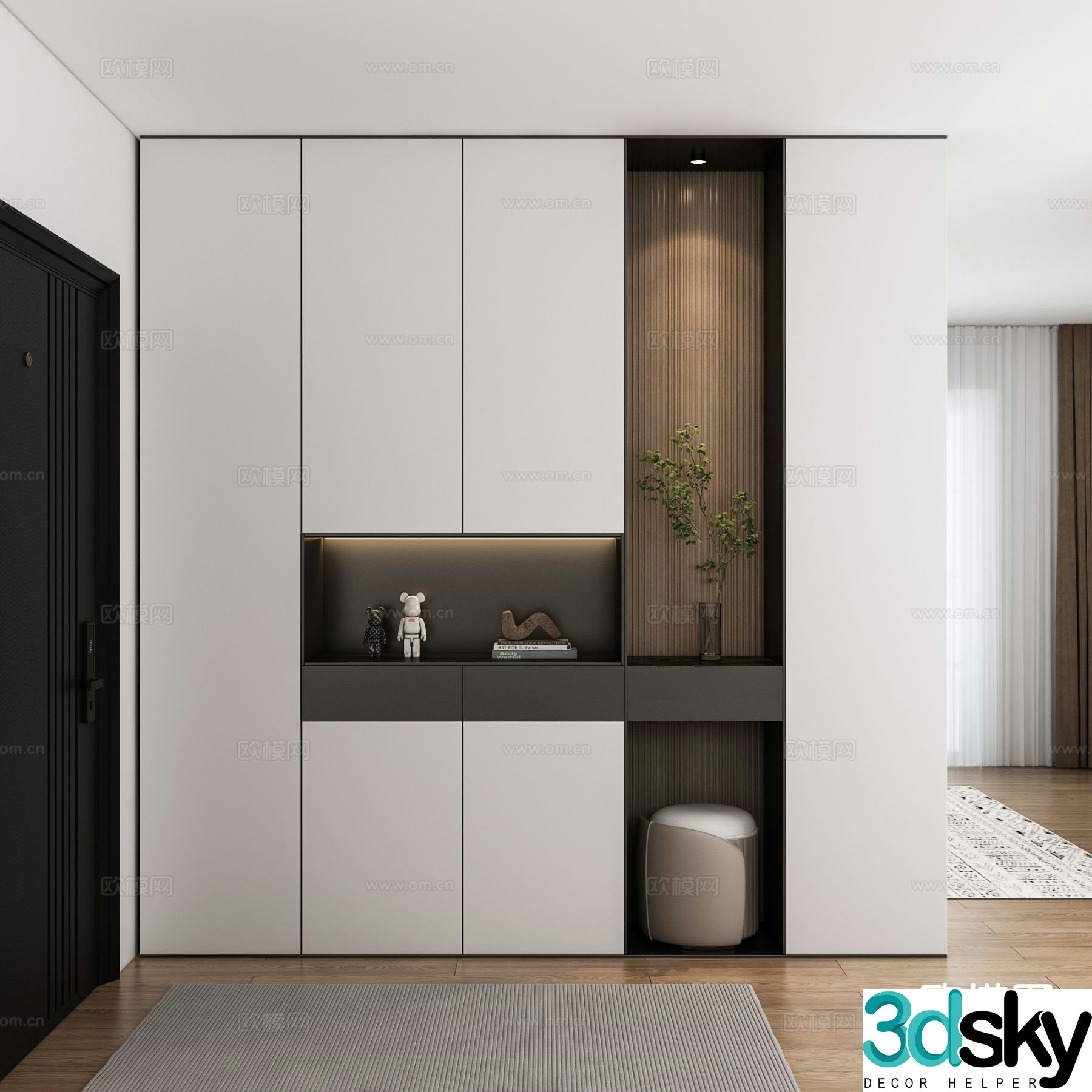 Modern shoe cabinet entrance cabinet 3d model
