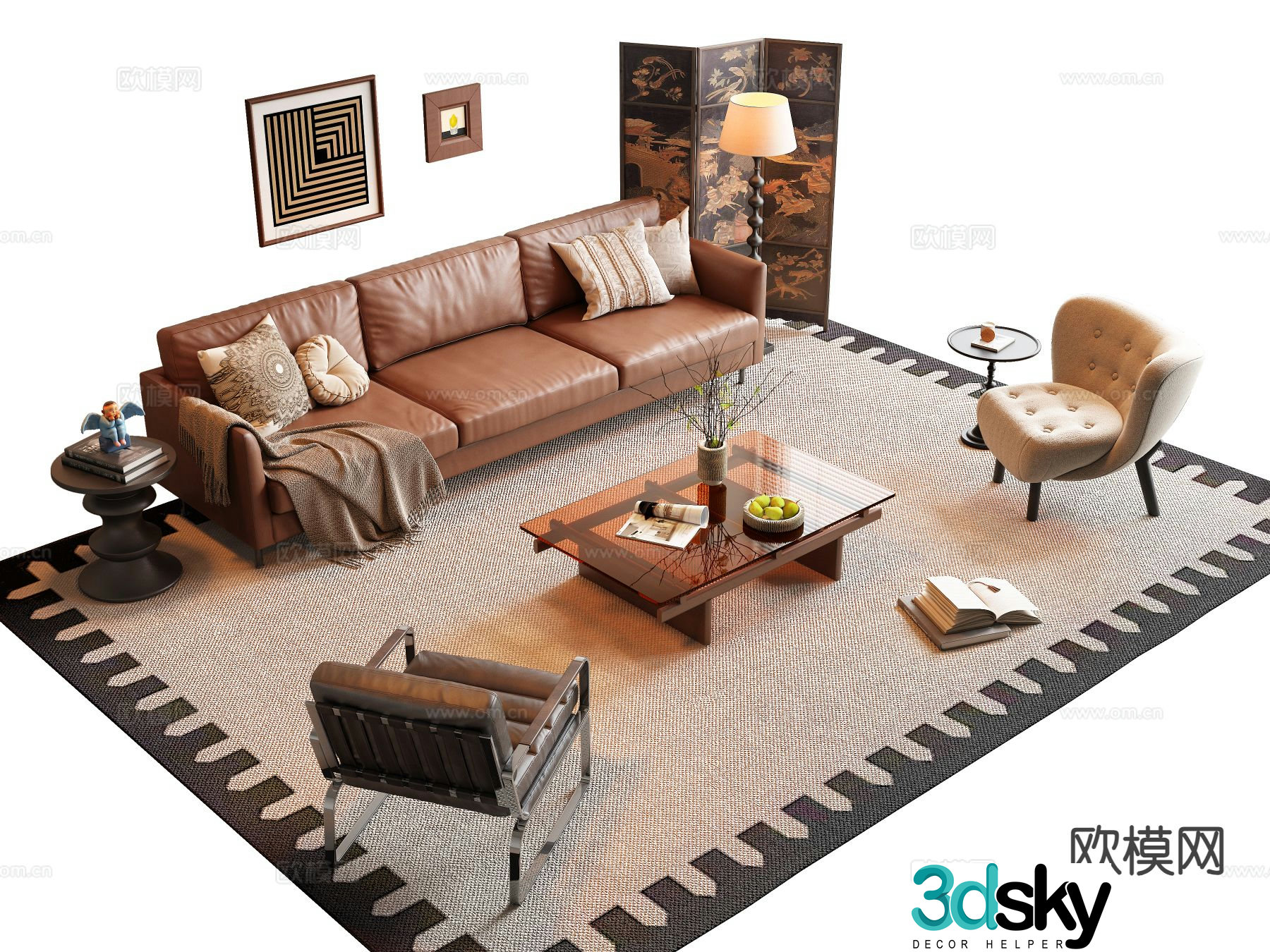 Medieval style modular sofa 3D model