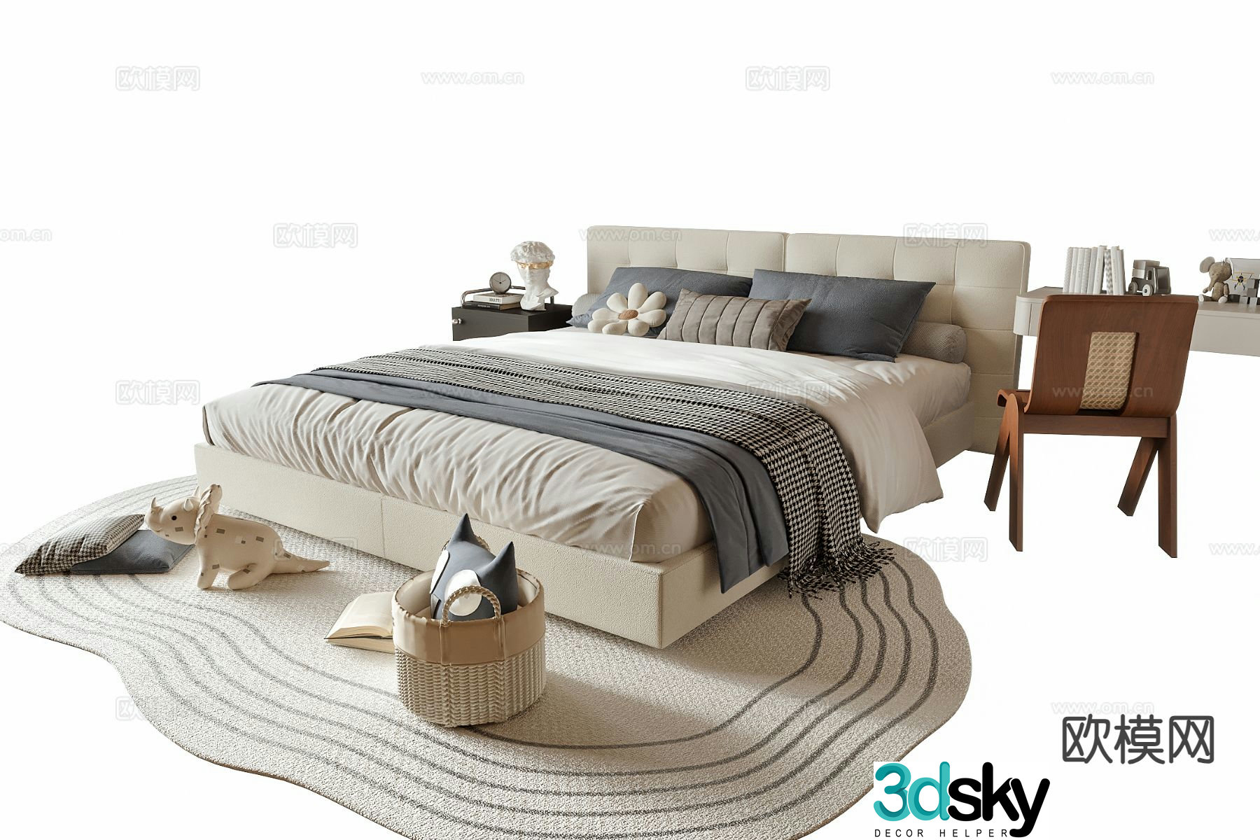 Modern double bed 3d model