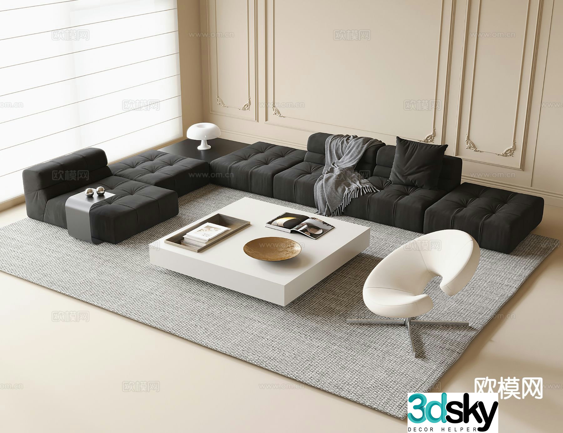 Modern sectional sofa 3d model