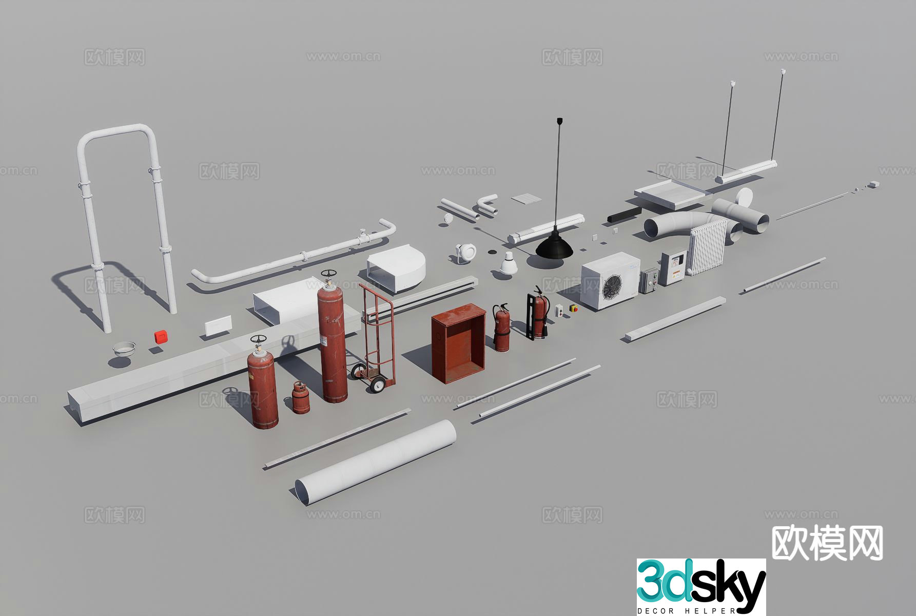 Pipe components industrial equipment 3d model