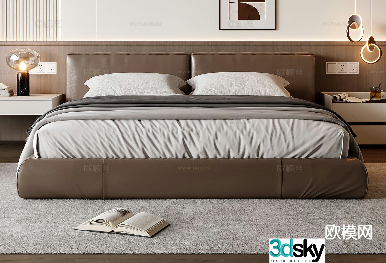 Italian double bed 3d model