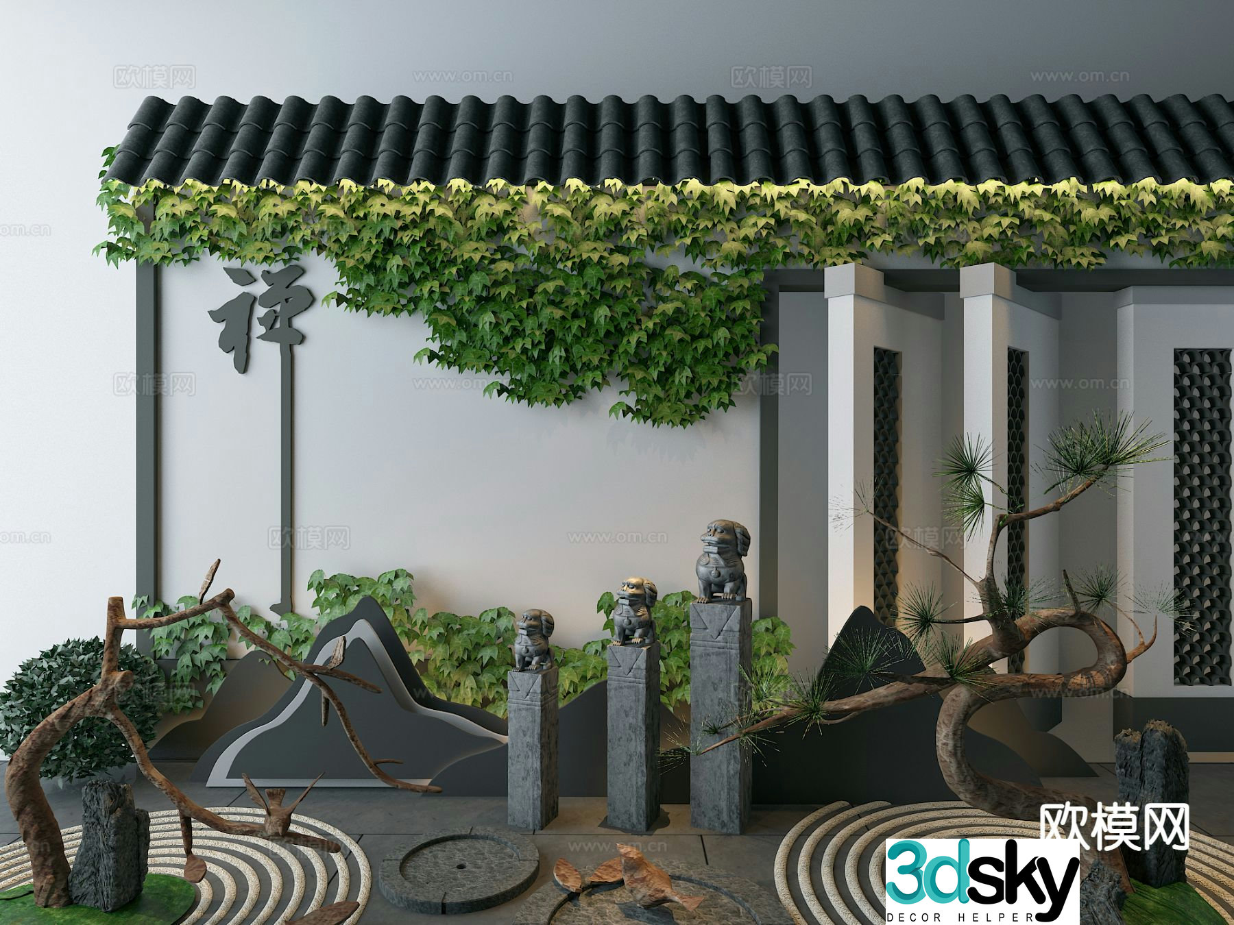 New Chinese style garden landscape sketch 3D model