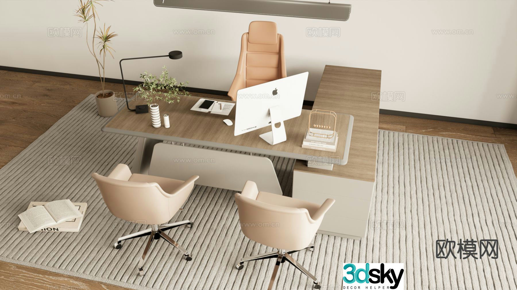 Modern manager desk shift desk boss desk 3d model