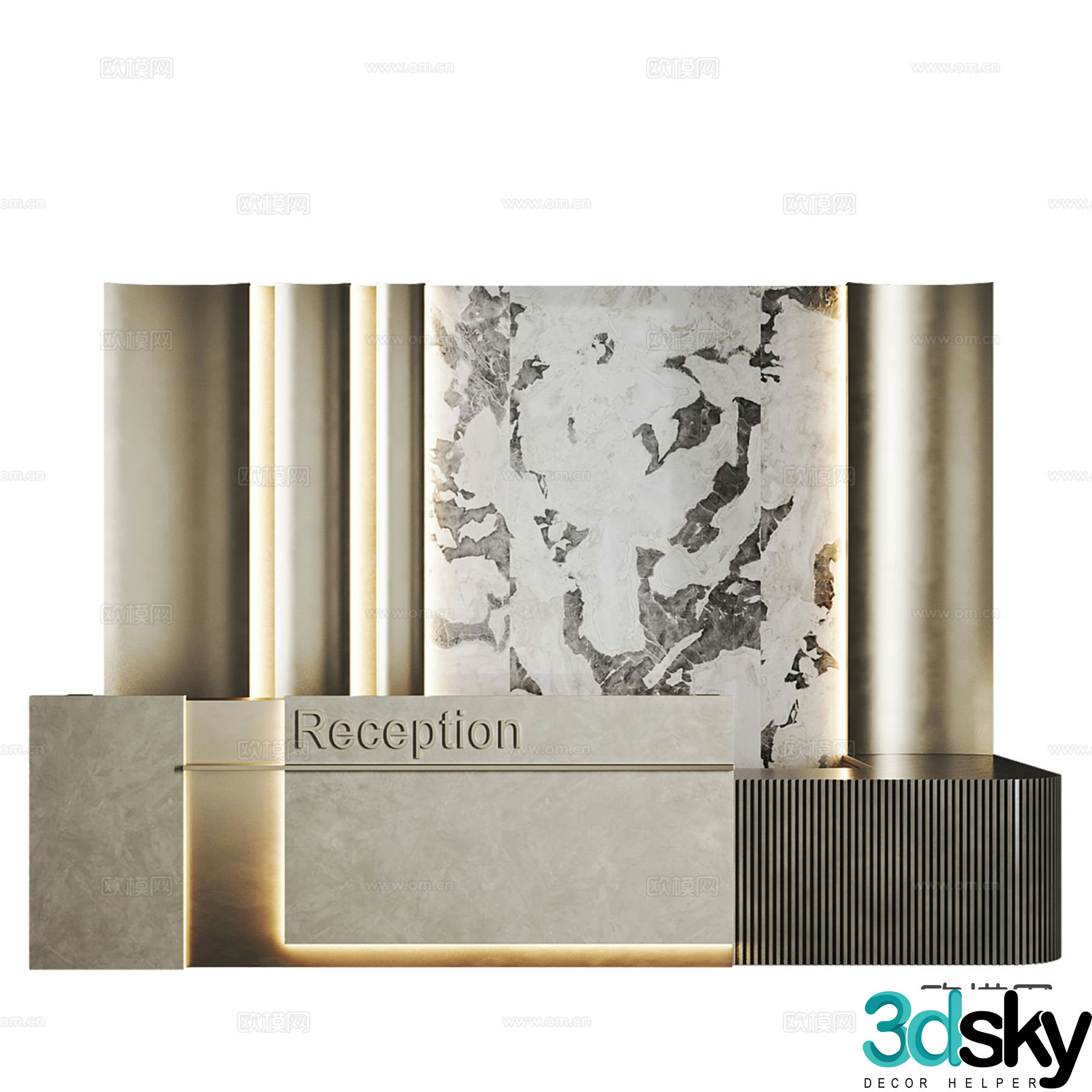 Marble front desk reception desk 3d model