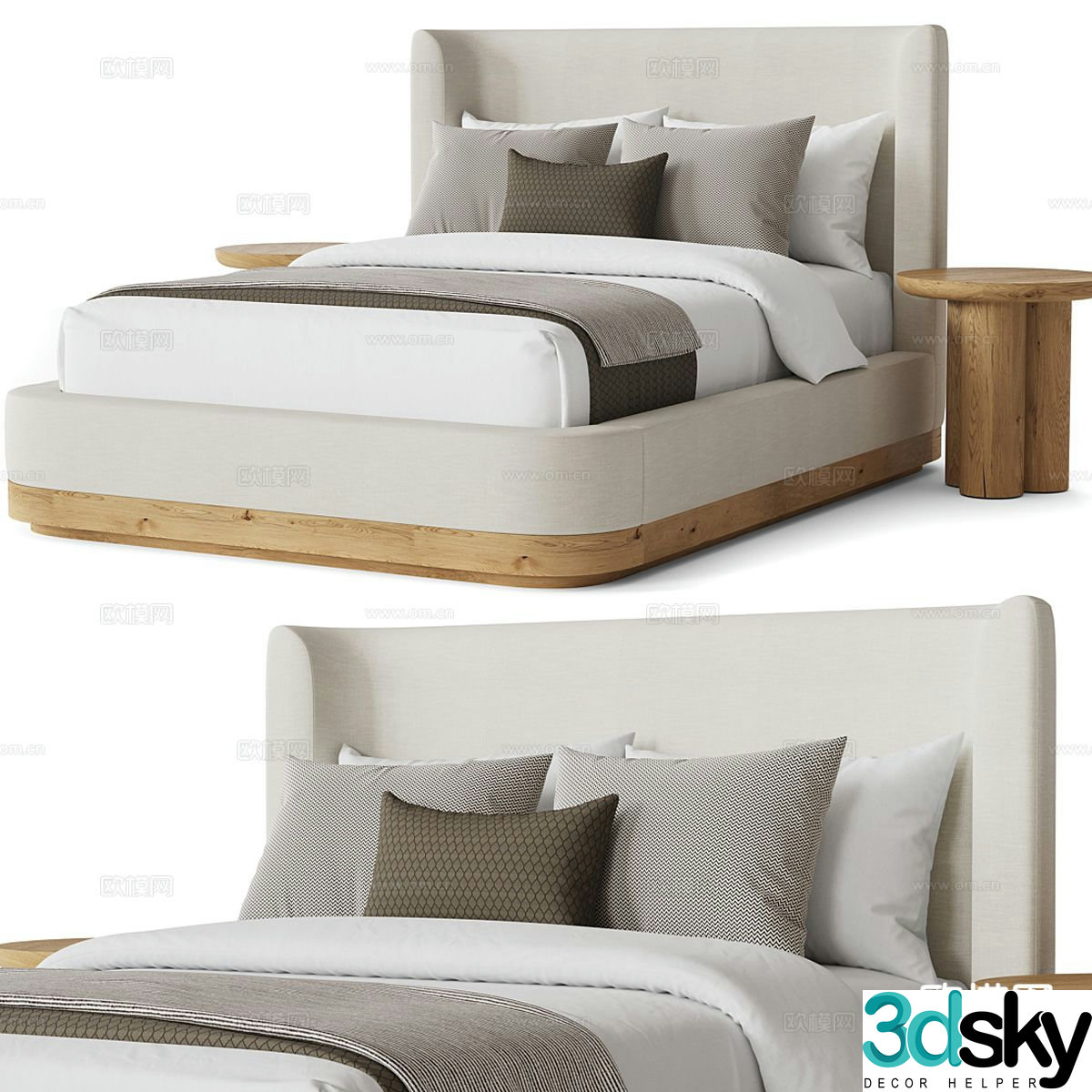 Platform modern double bed 3d model