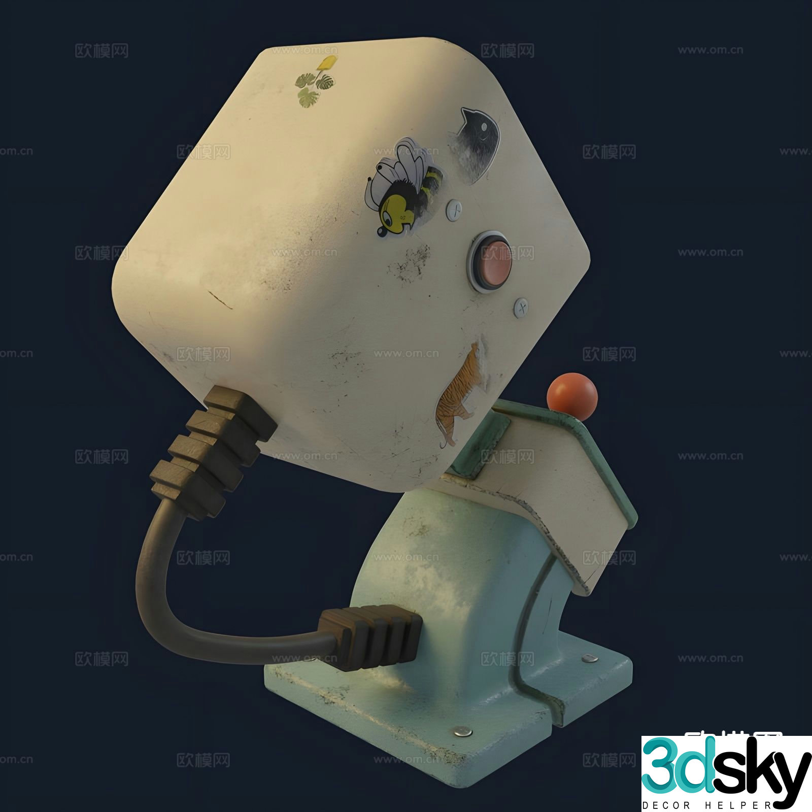 Old game console with lights 3d model