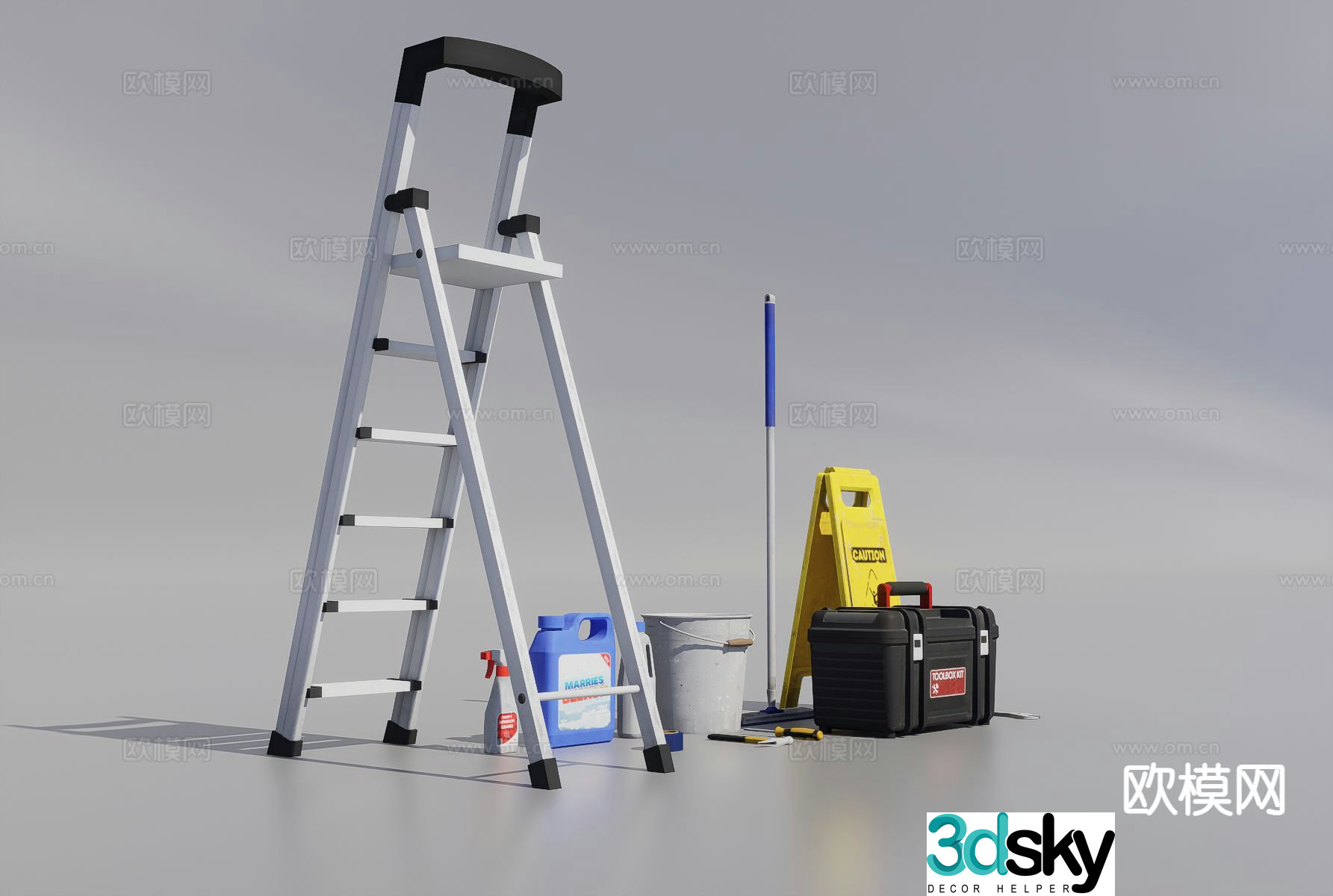 Cleaning tools escalator ladder cleaning tools 3d model