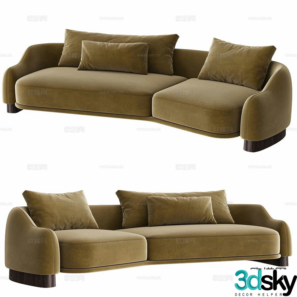 Italian multi-person sofa leisure sofa 3d model