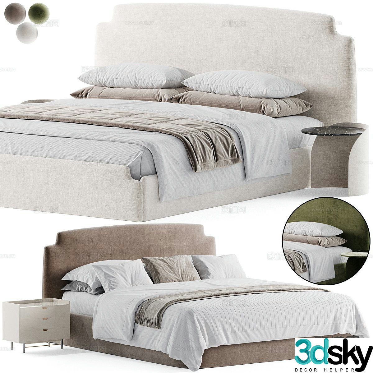Modern double bed 3d model