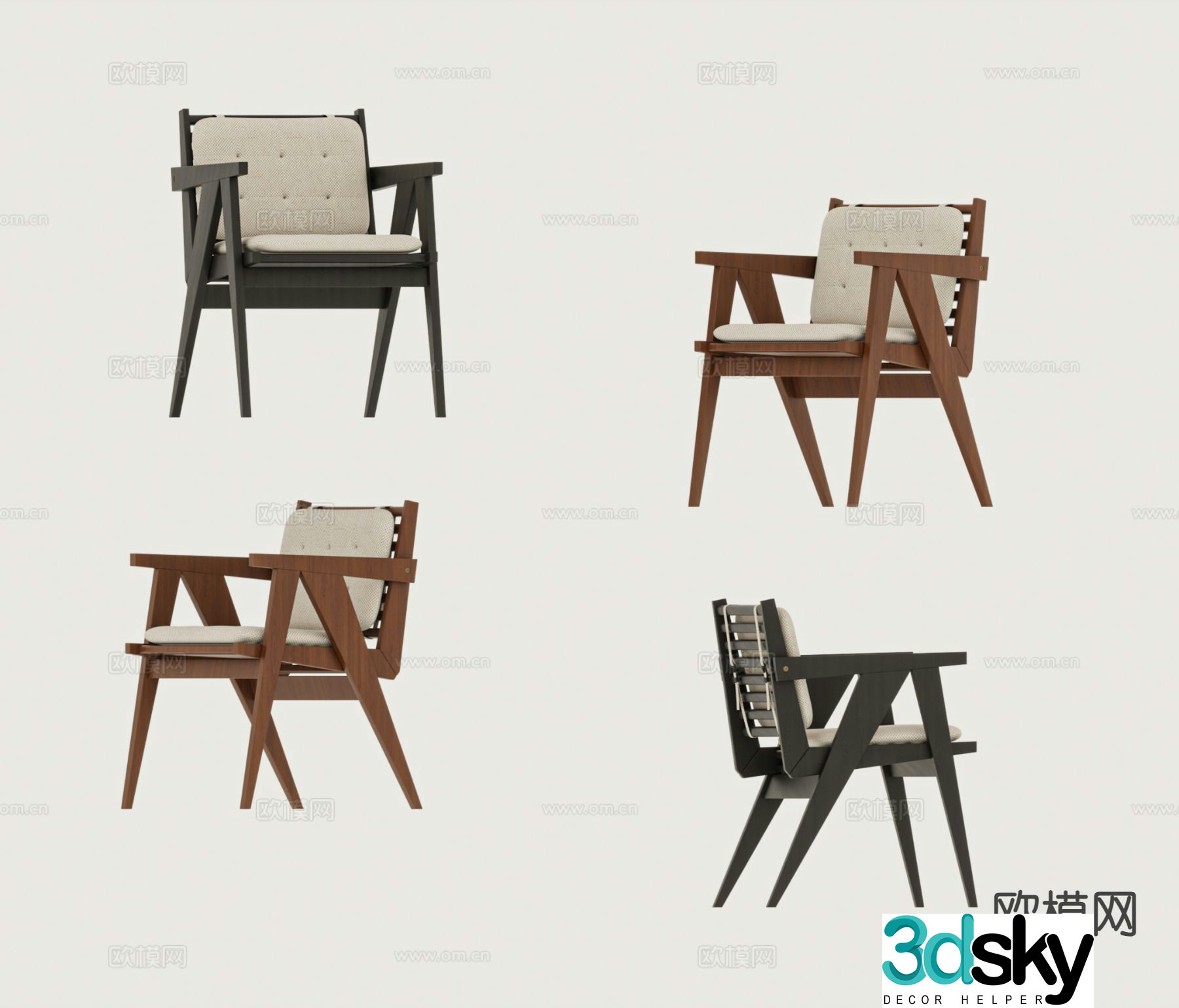 Medieval style chair leisure chair 3d model