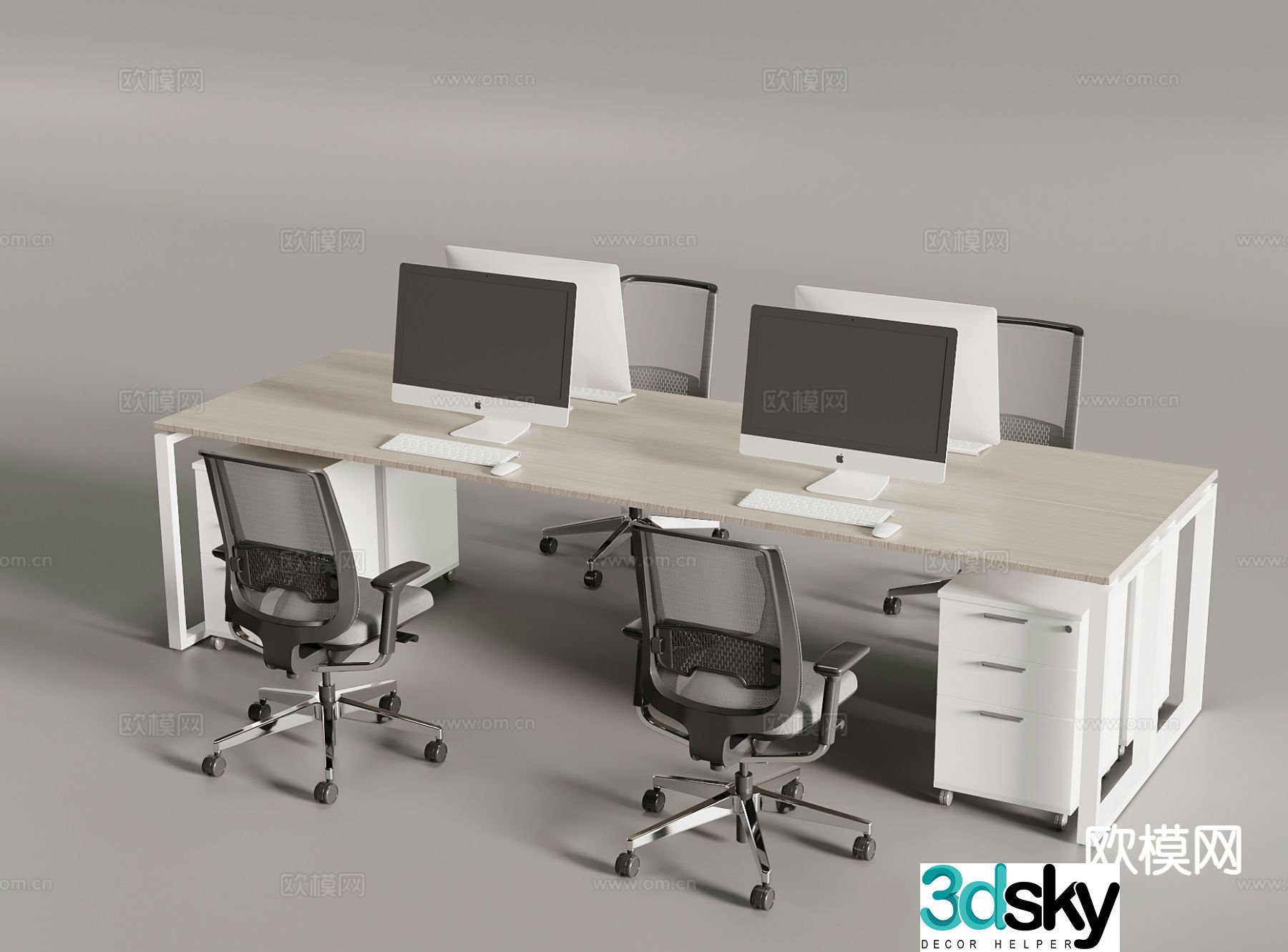 Modern workstation desk and chair workstation desk and chair computer desk 3D model