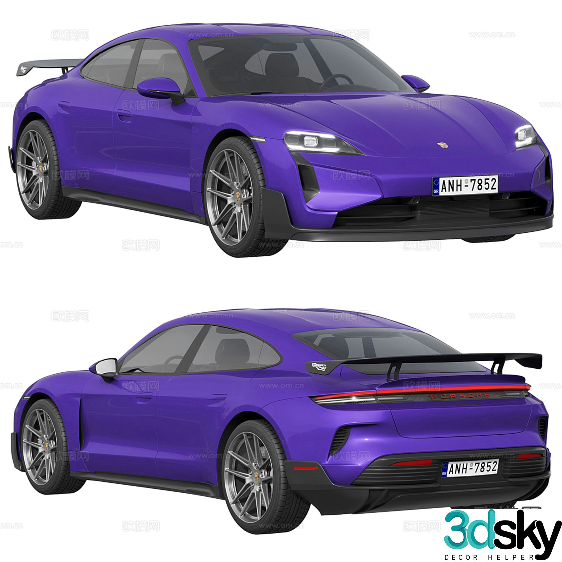 Porsche Taycan Turbo GT 2024 car 3d model
