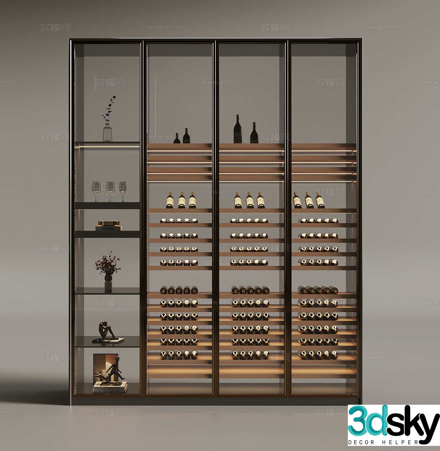 Glass wine cabinet partition cabinet red wine red wine glass 3d model