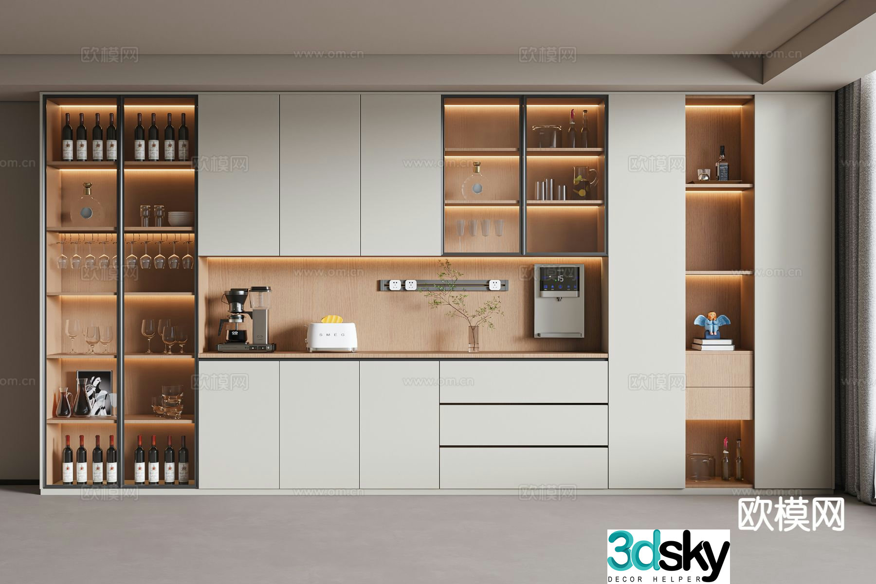 Modern wine cabinet sideboard 3d model