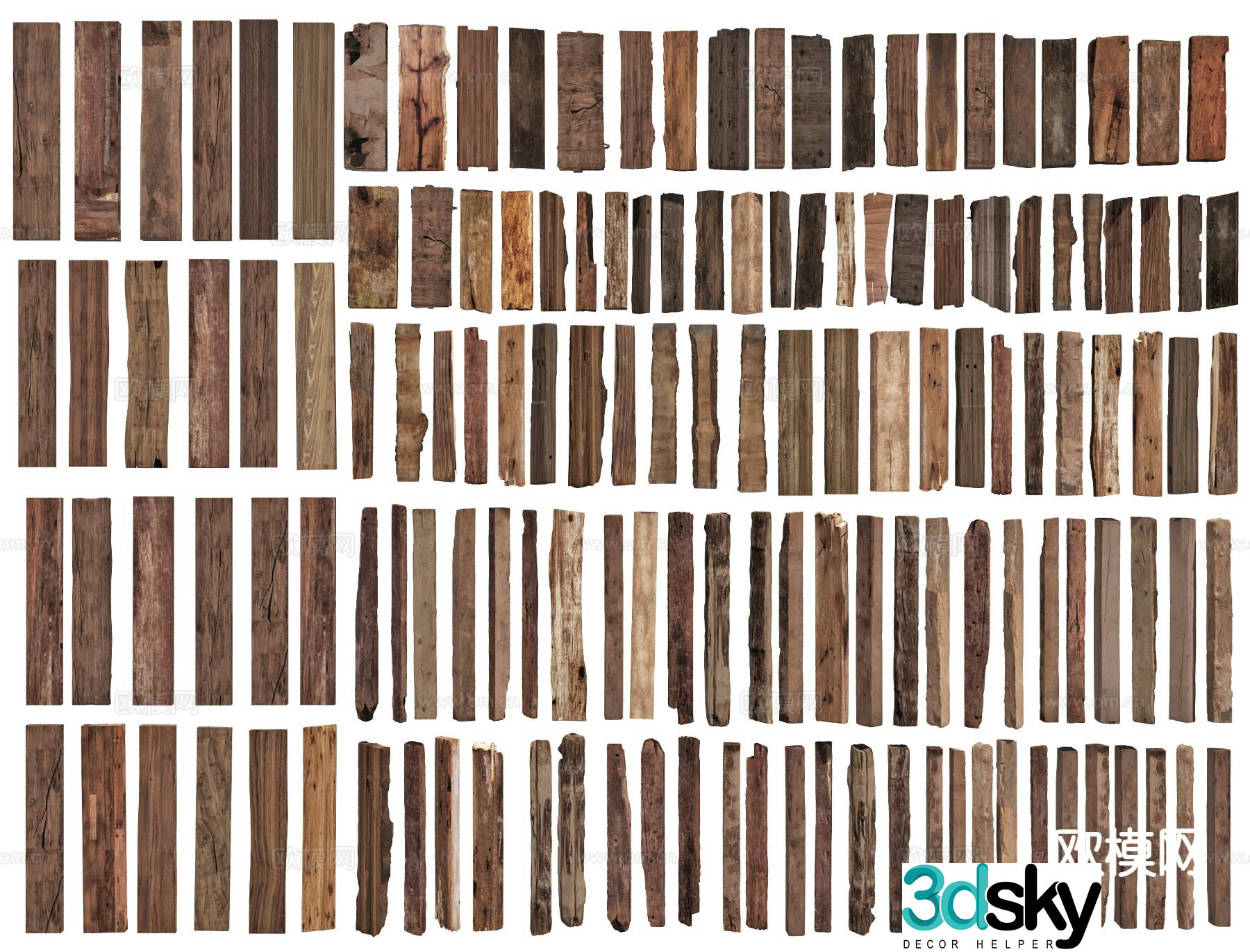 New Chinese style old wooden board wooden board dead wood old wood 3d model