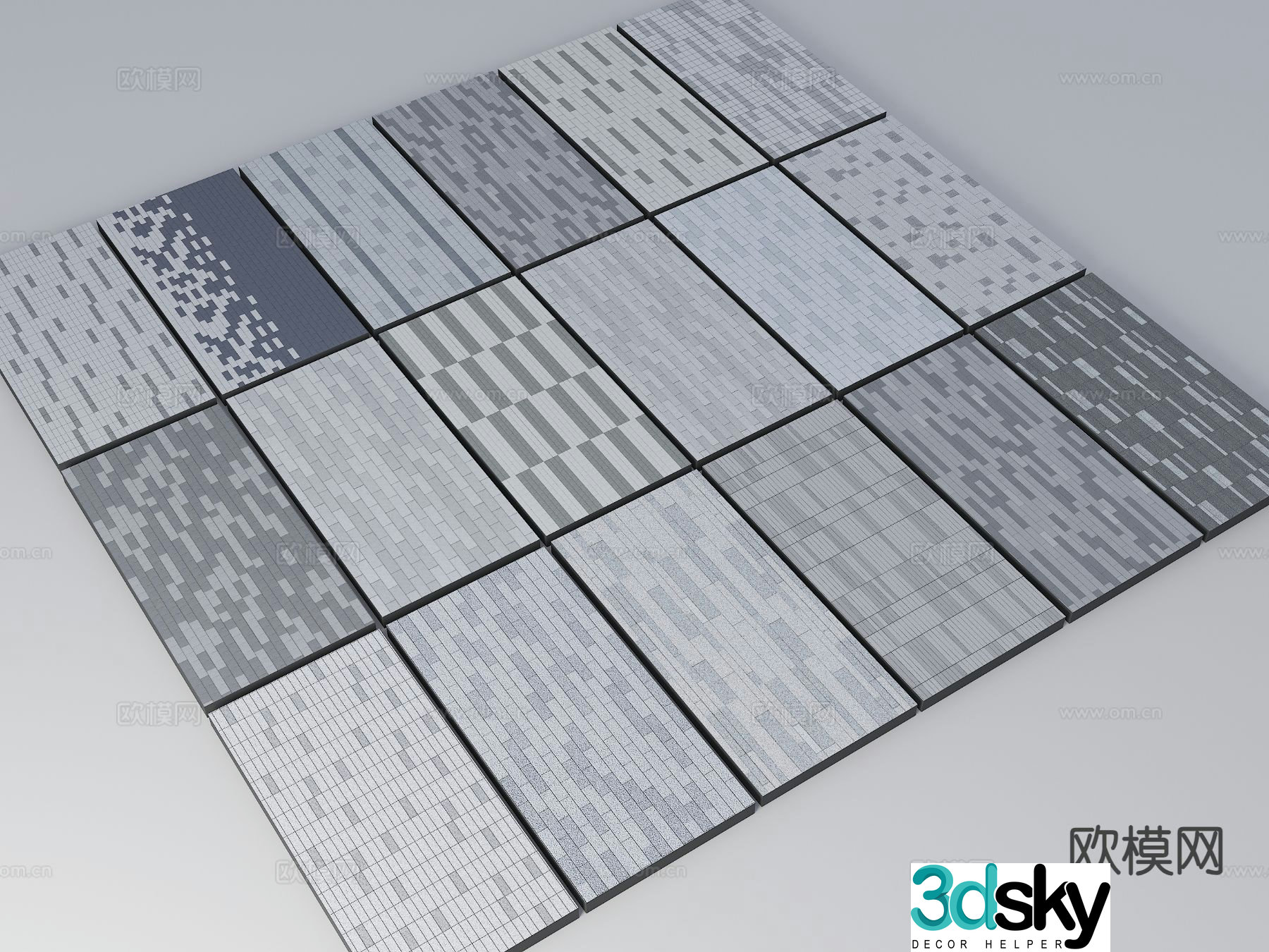 Sidewalk square paving circular road paving park paving 3D model