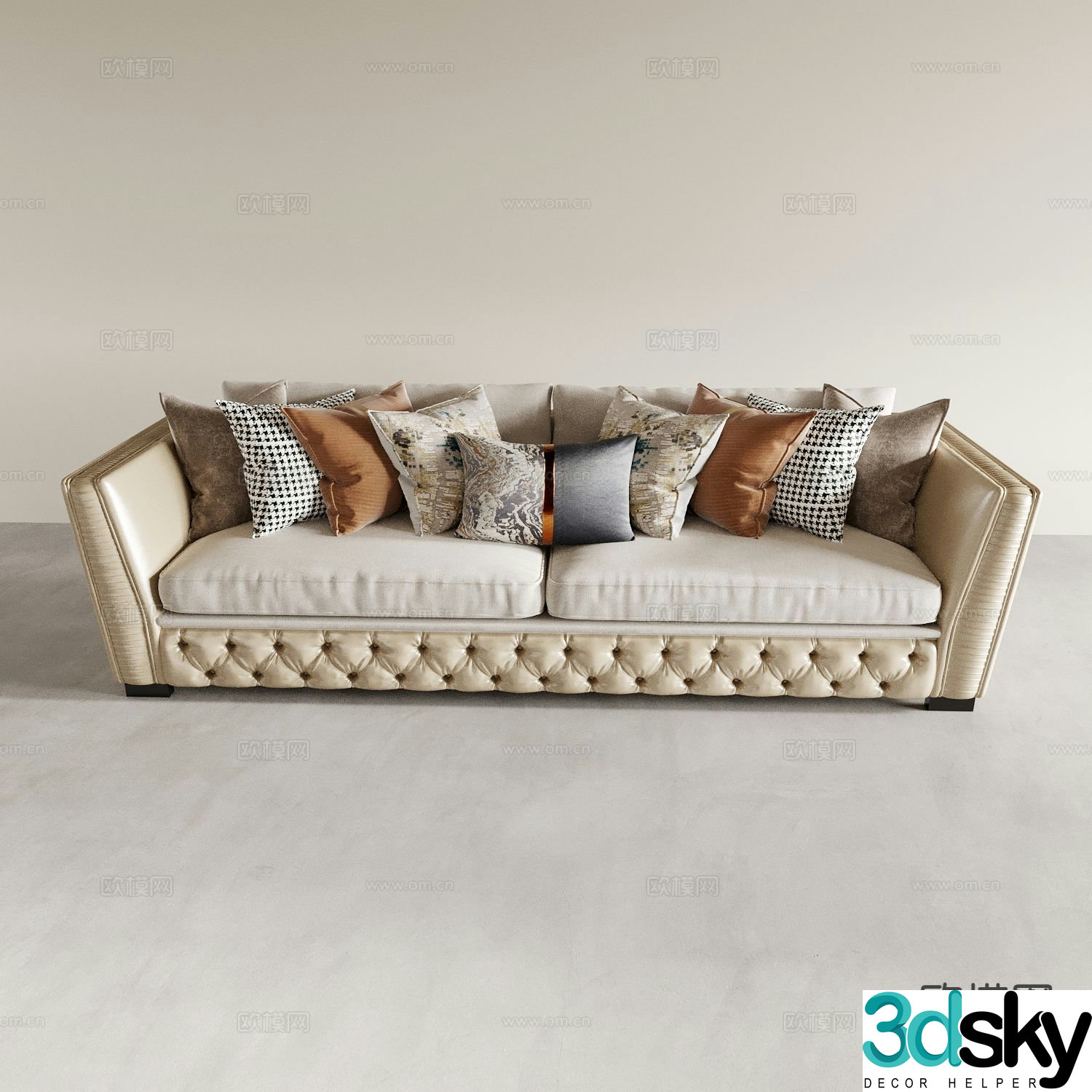 Simple European double sofa 3d model