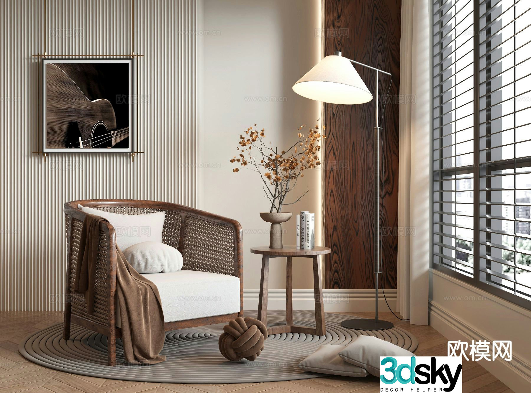 Wabi-sabi chair leisure chair sofa chair rattan chair 3d model