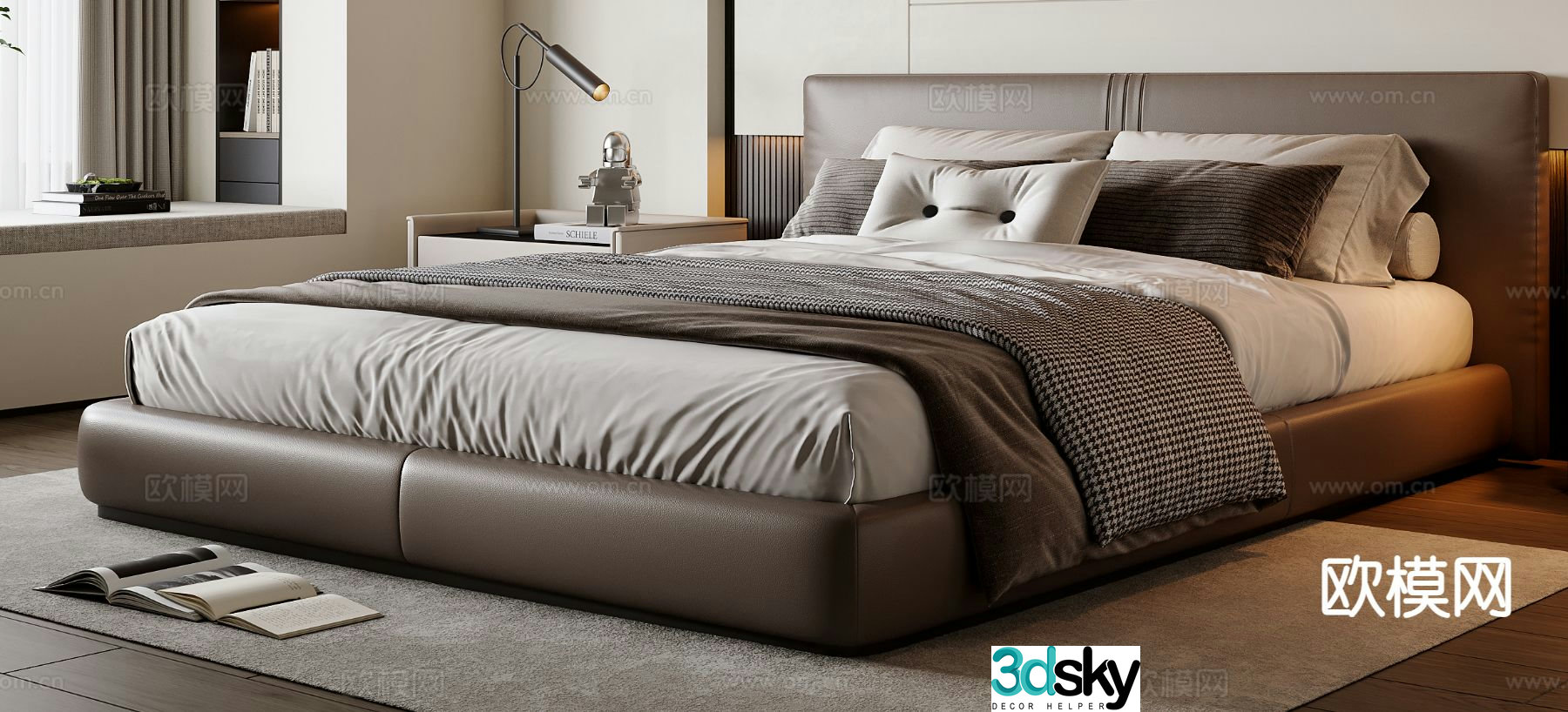 Italian double bed 3d model
