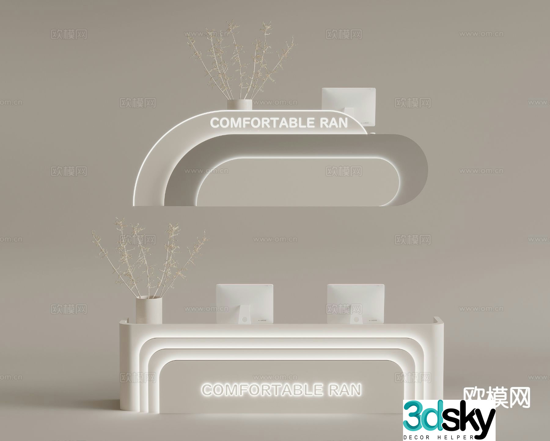 Modern reception desk service desk information desk 3d model