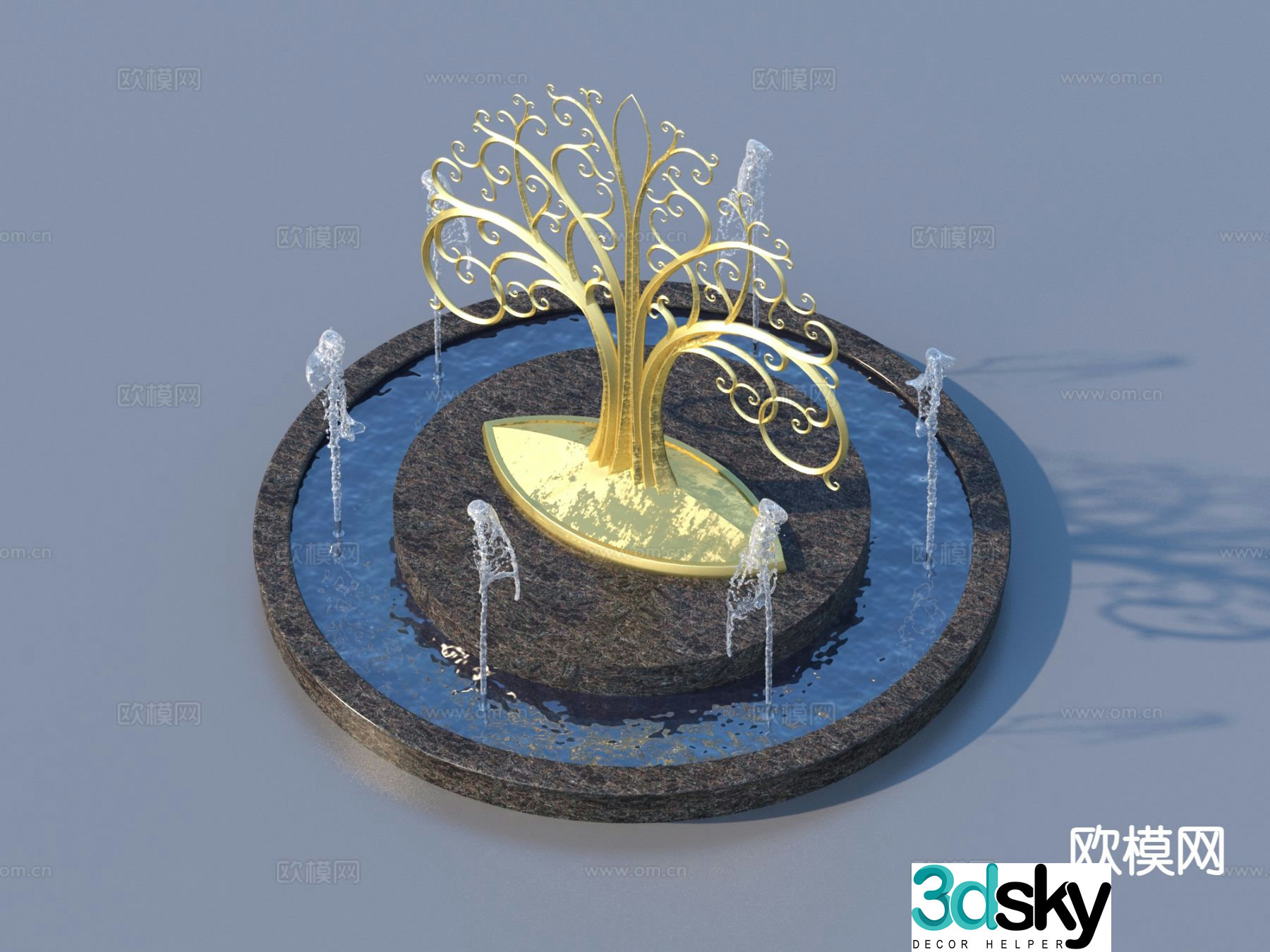 Urban sculpture water fountain landscape sculpture 3d model