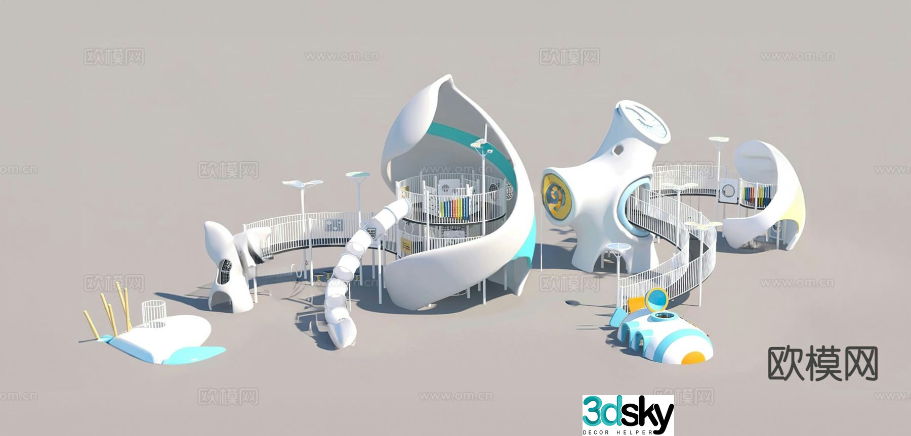 Modern children's playground, children's slide, amusement facilities 3D model