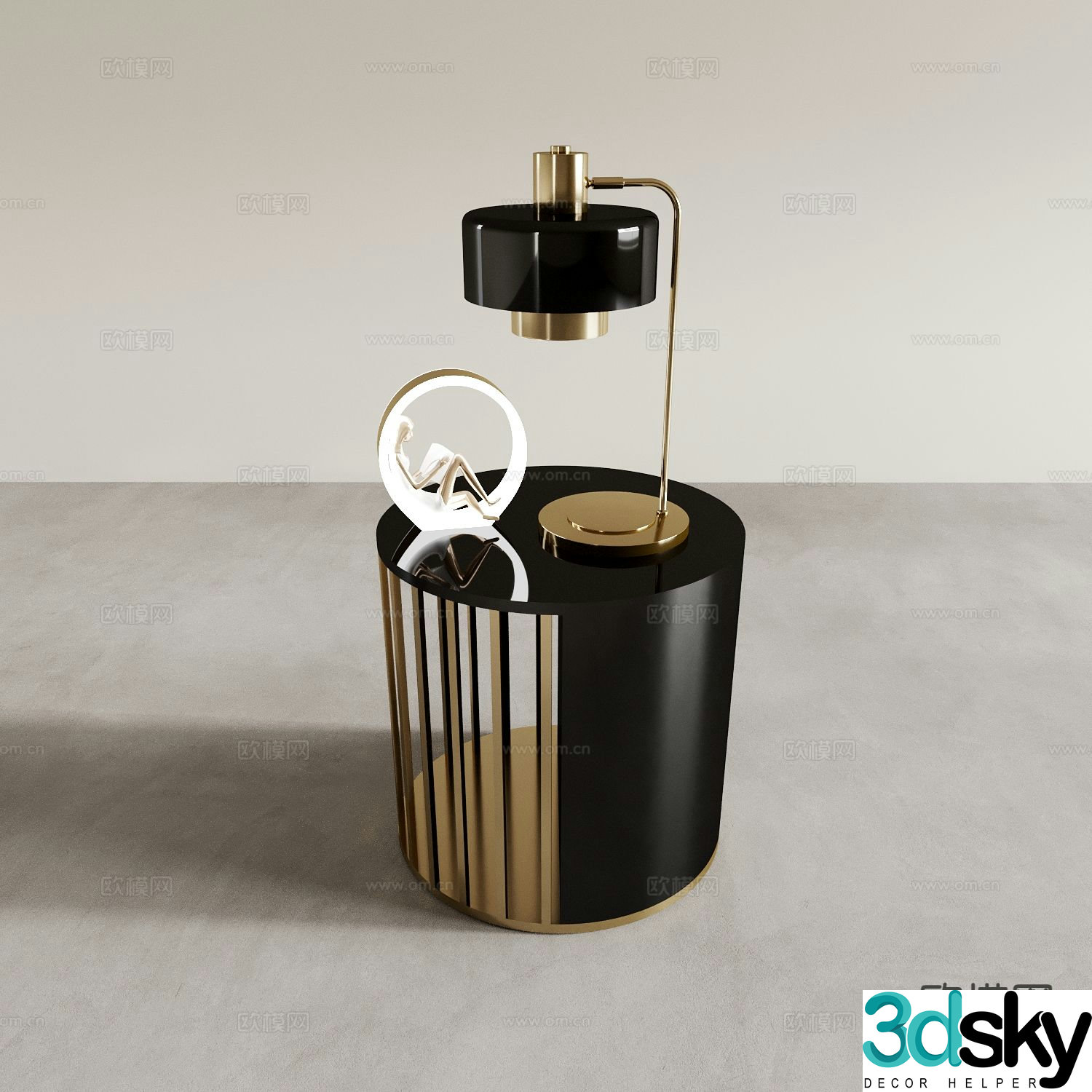 Light luxury bedside table 3D model
