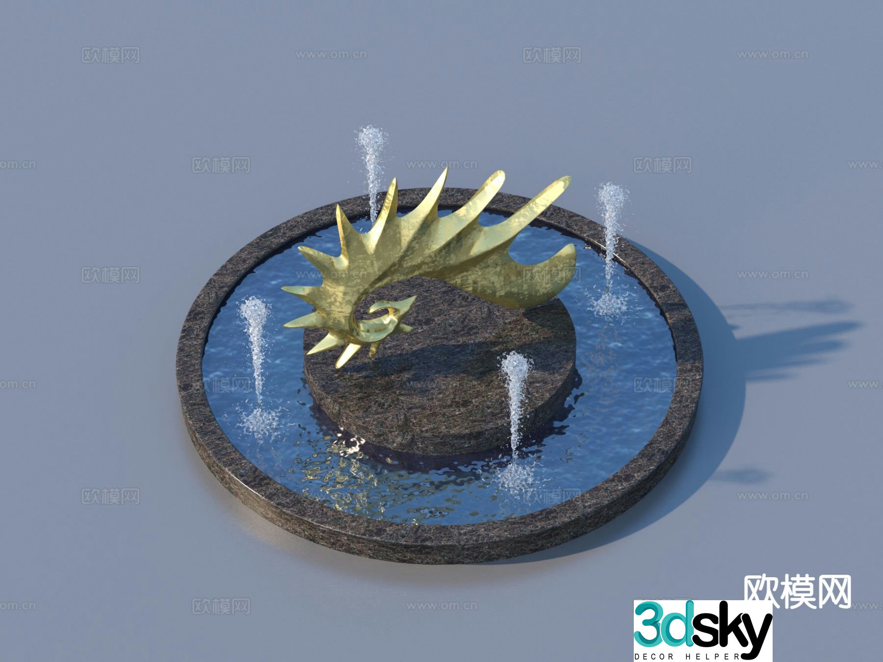 Urban sculpture water fountain landscape sculpture 3d model