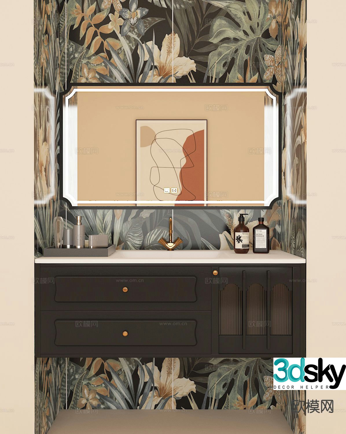 French toilet cabinet 3d model